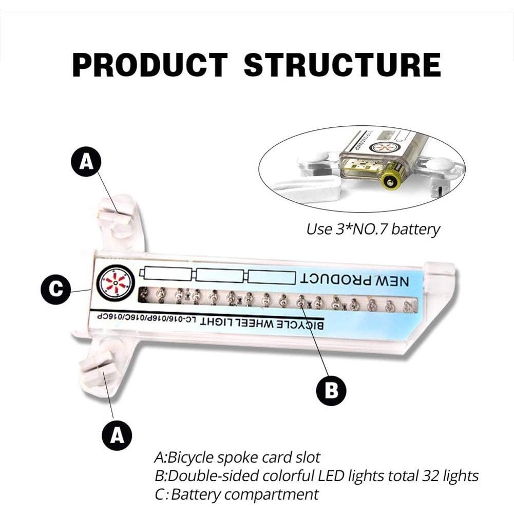 Luces LED para Ruedas de Bicicleta Mrisata, 32 Patrones