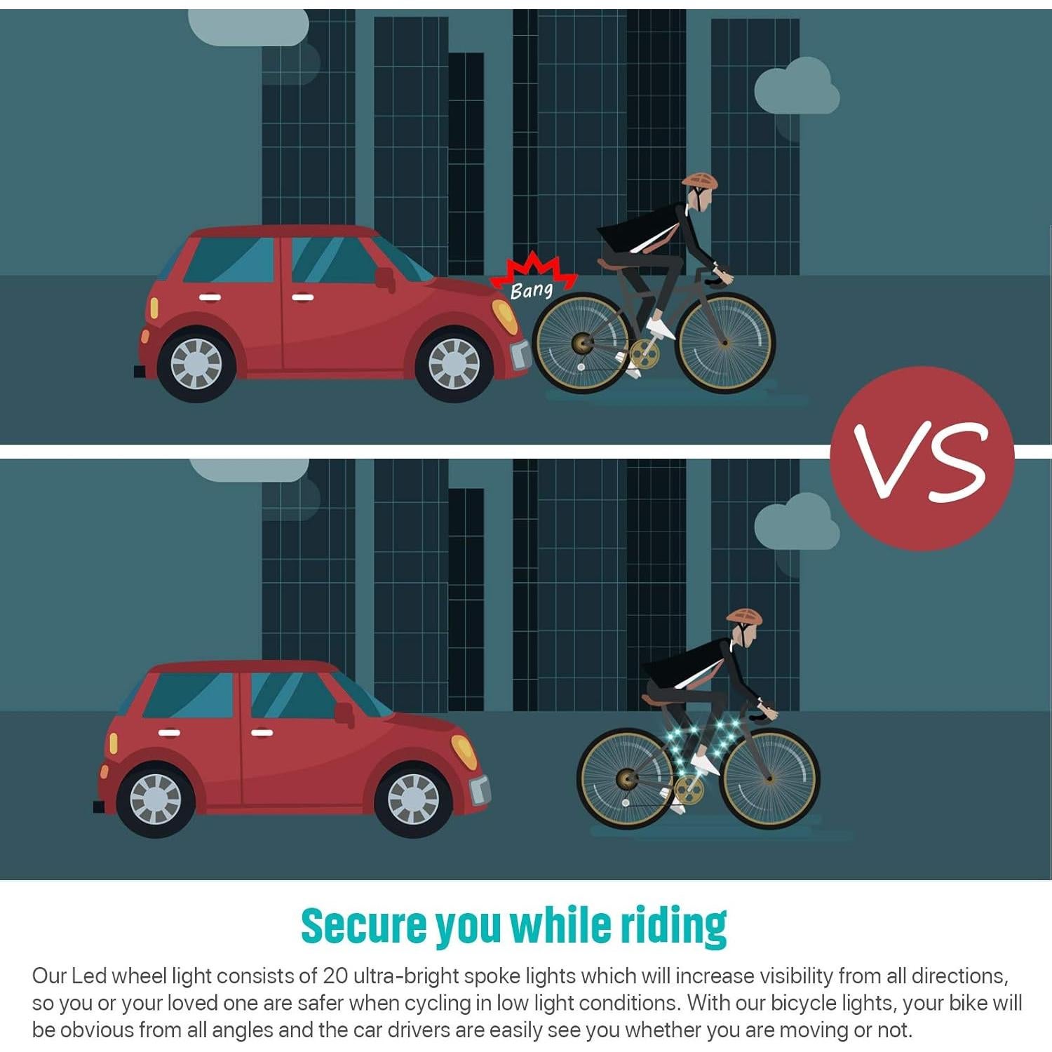 Luces LED para marco de bicicleta Waybelive, 16 colores, impermeable