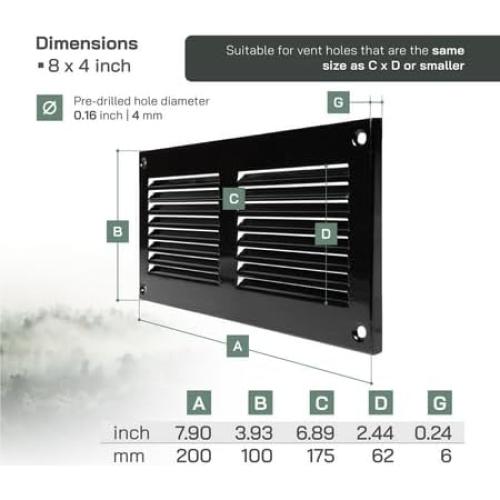 Cubierta de Ducto de Aire Vent Systems 20x10 cm con Rejilla