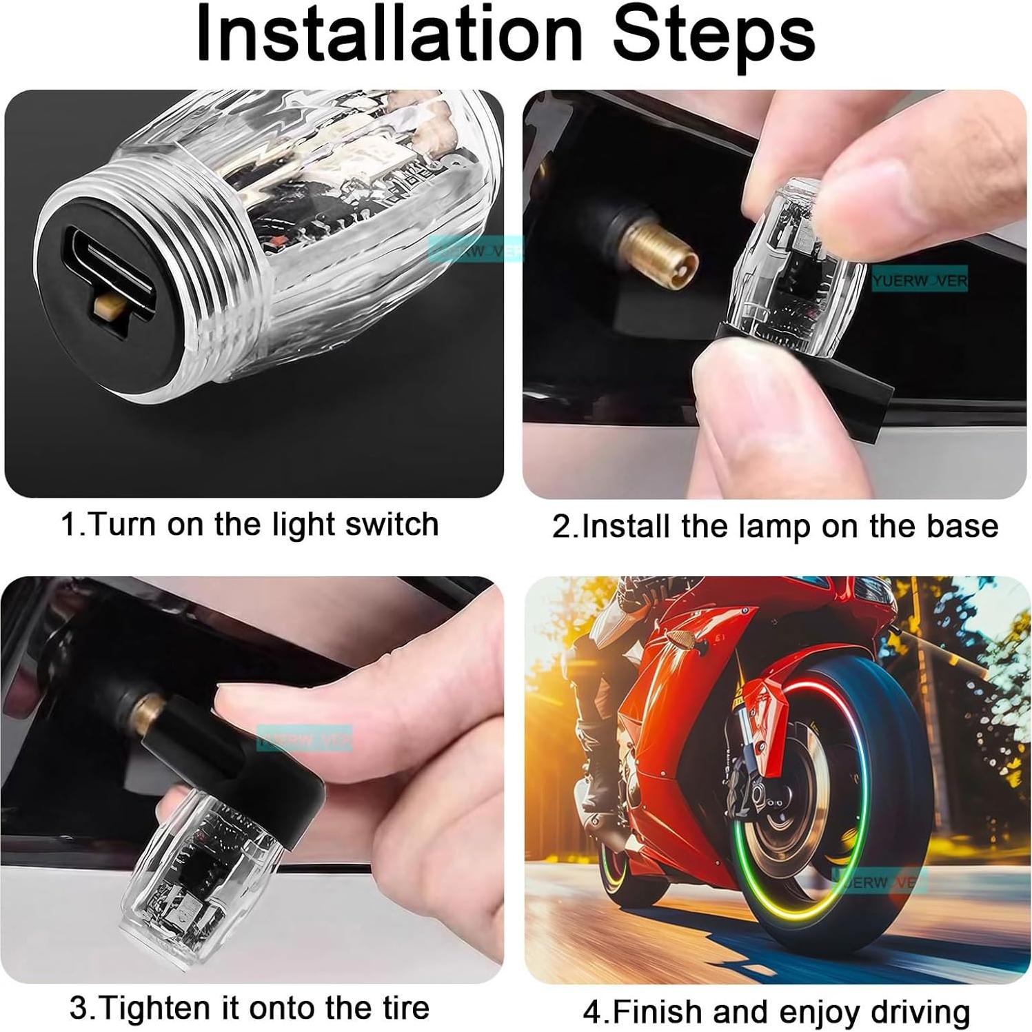 Luces LED de Válvula de Neumático YUERWOVER - 2 Unidades Coloridas