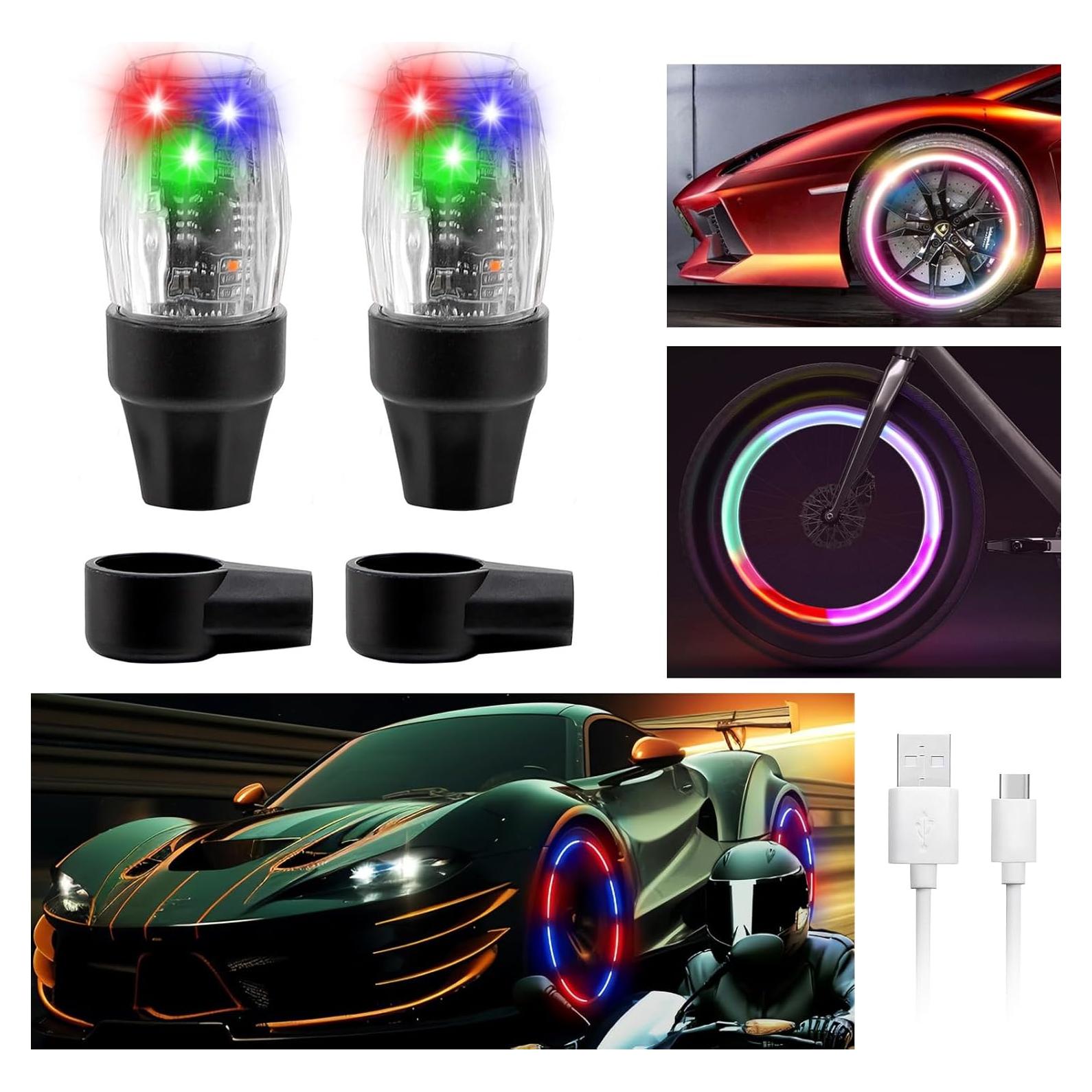 Luces LED de Válvula de Neumático YUERWOVER - 2 Piezas Coloridas