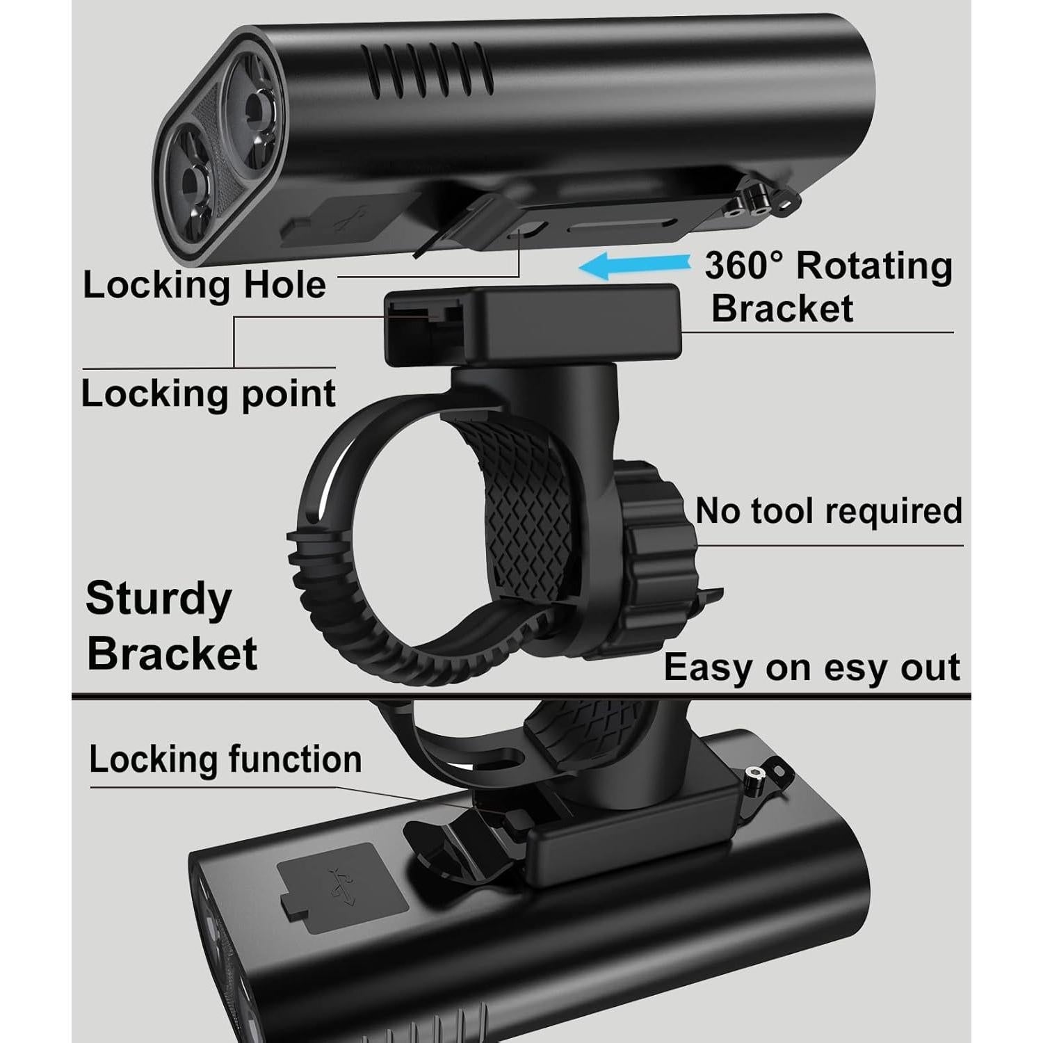 Faro y Luz Trasera para Bicicleta EILIOC 6400mAh 1200 Lúmenes
