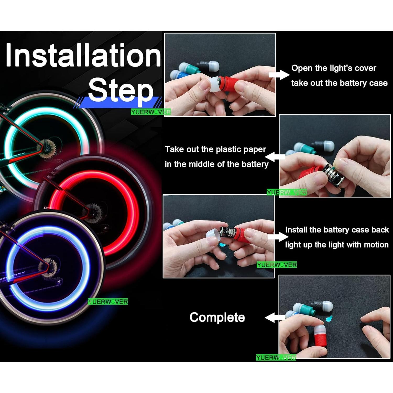 Paquete de 4 luces LED para llantas YUERWOVER coloridas