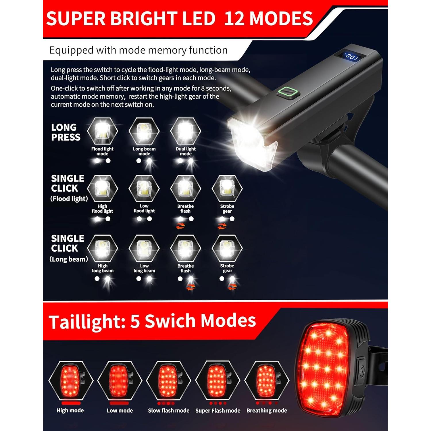 Faro de Bicicleta DARKBEAM 6000LM Recargable USB-C IPX5