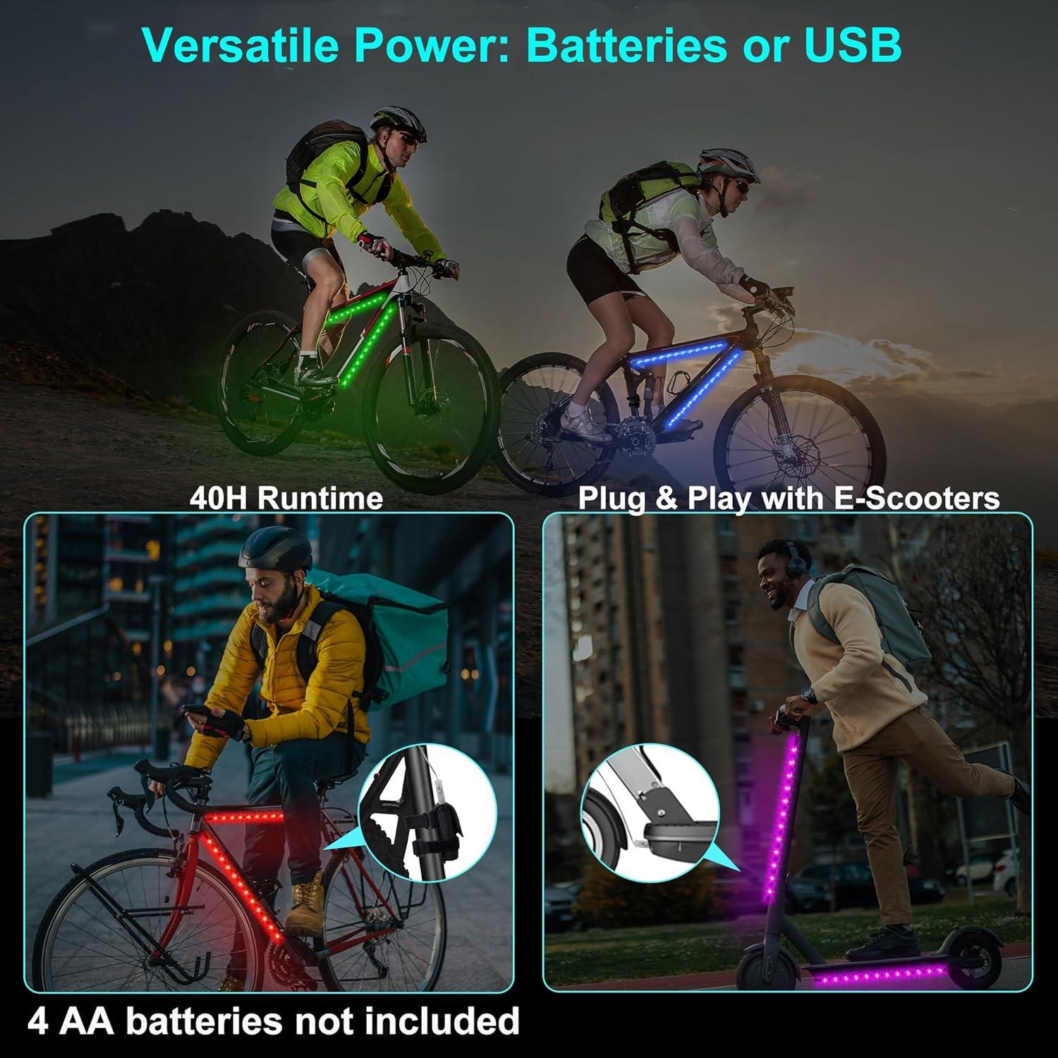 Juego de 2 luces LED RGB Martronic para bicicleta 39.6 cm