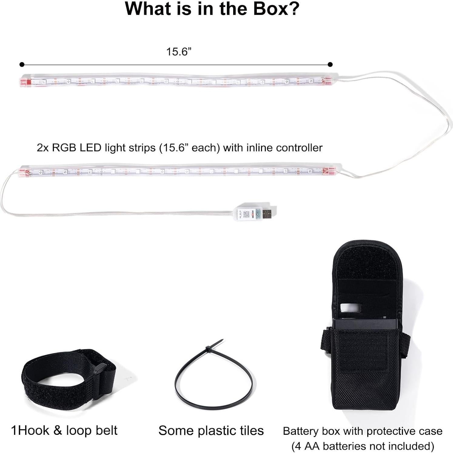 Juego de 2 luces LED RGB Martronic para bicicleta 39.6 cm