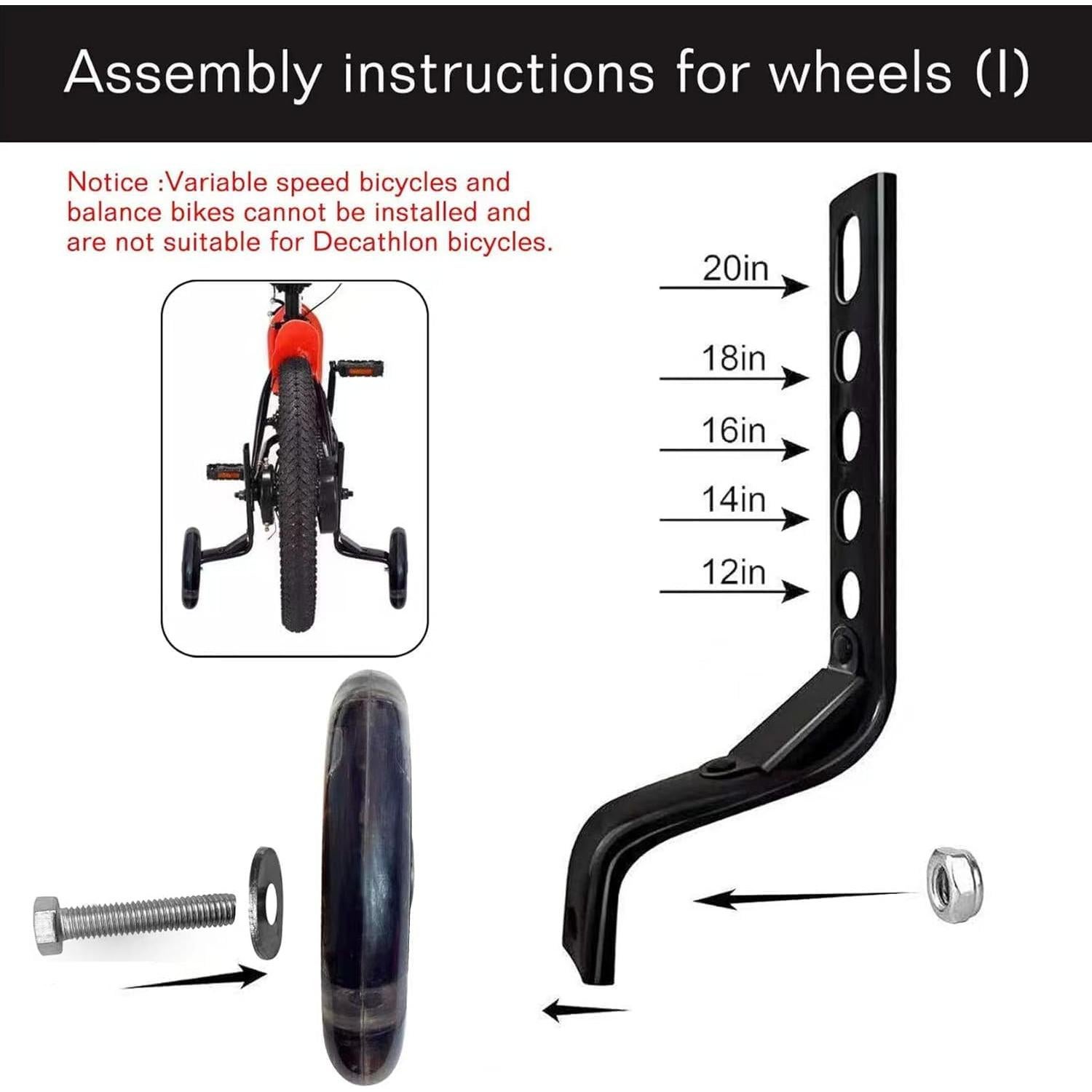 Ruedas de Entrenamiento DDJKCZ para Bicicletas de 12 a 20"