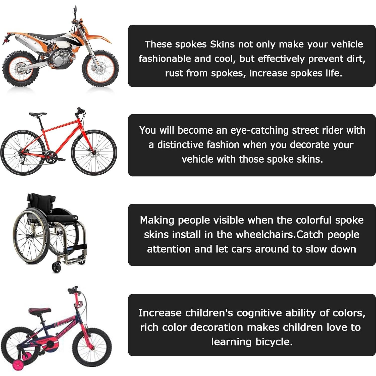 Cubiertas de Radios Decorativas PSLER 72 PCS para Motocicletas