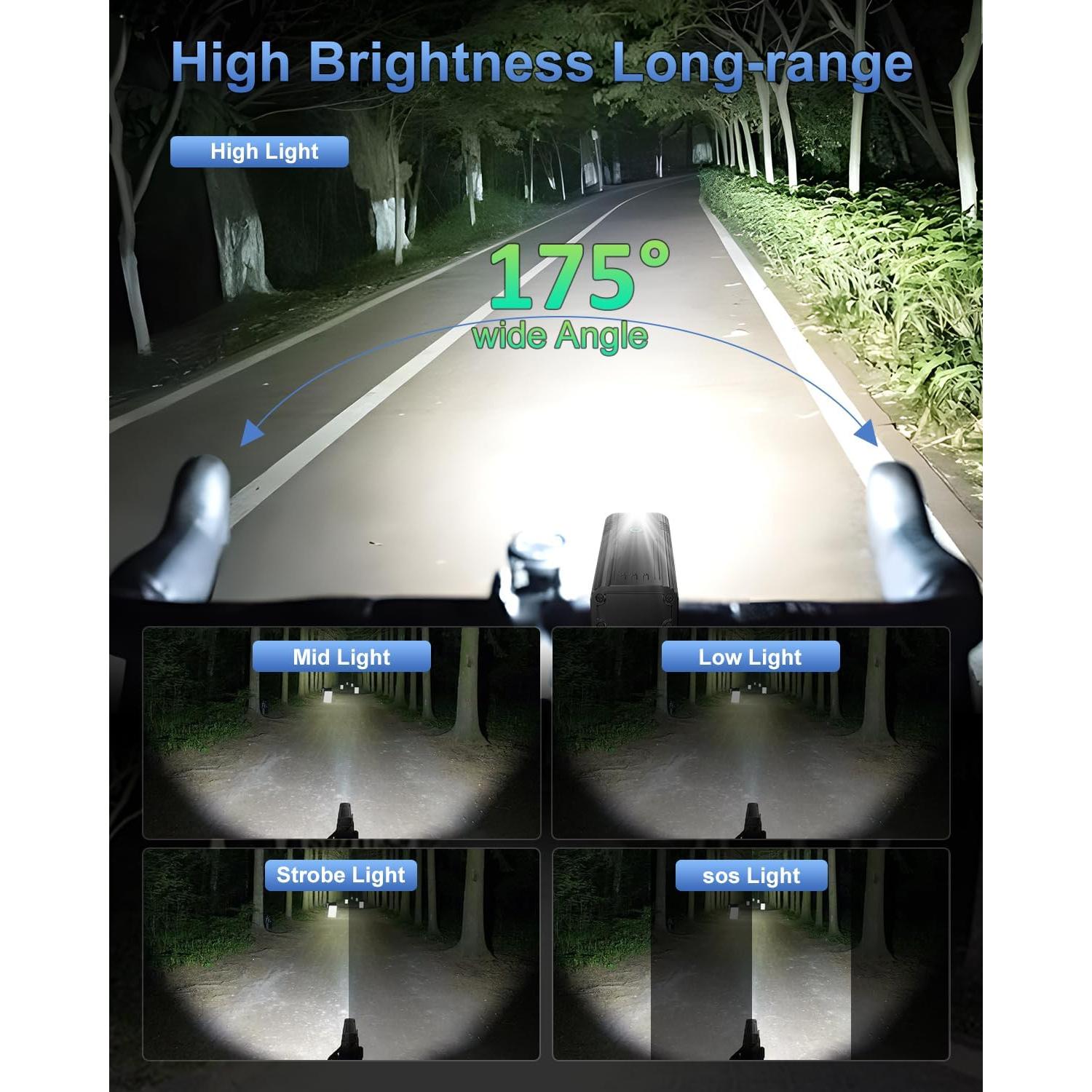 Luz LED Recargable Buktailty x6 para Bicicleta 2000 Lúmenes