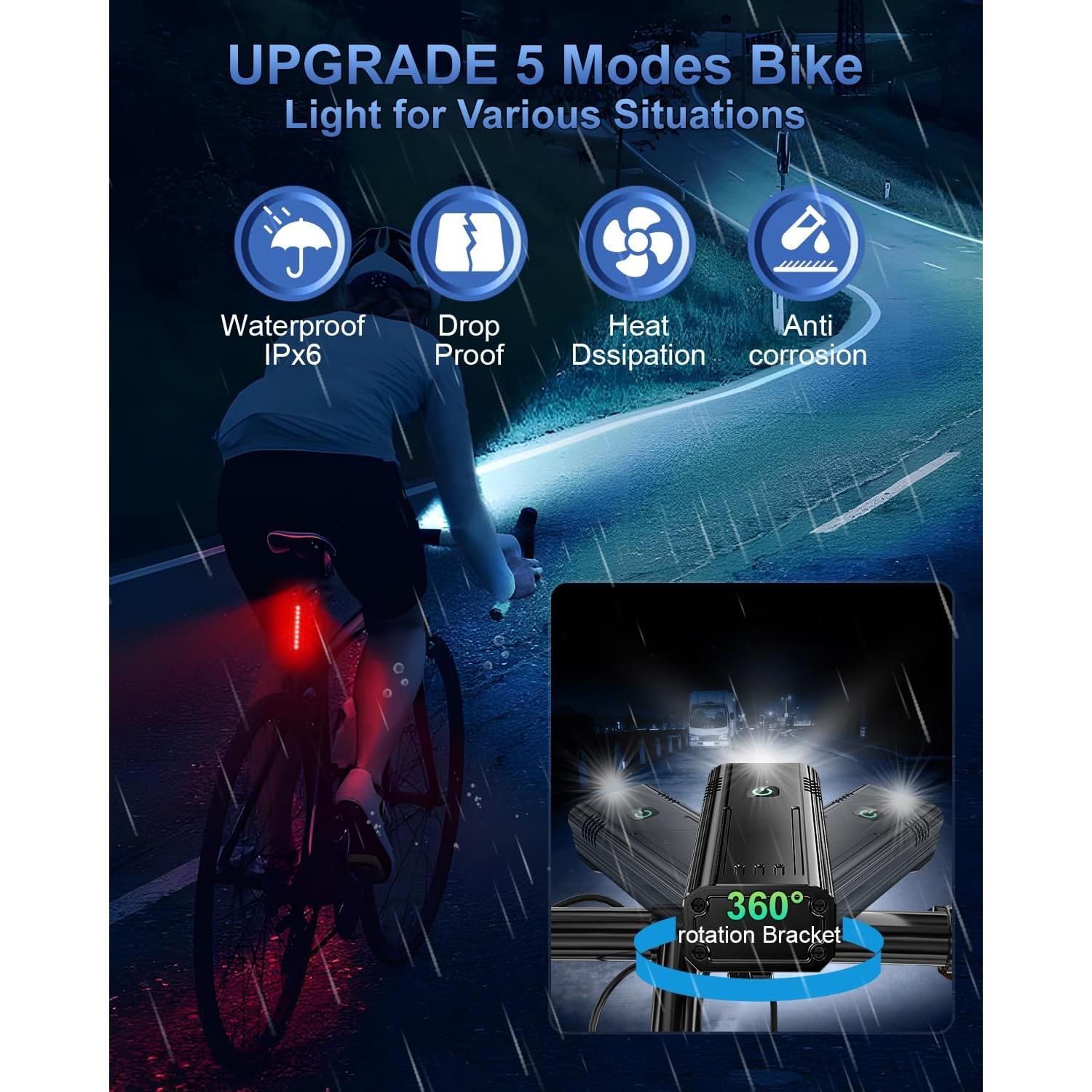 Luz LED Recargable Buktailty x6 para Bicicleta 2000 Lúmenes