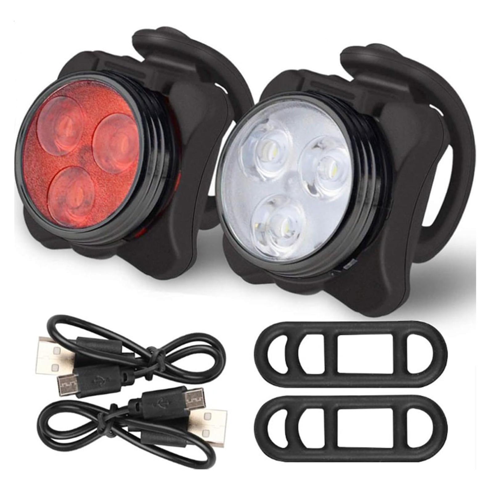 Luz de Bicicleta Recargable USB NUZYZ 2 Pcs LED Impermeable