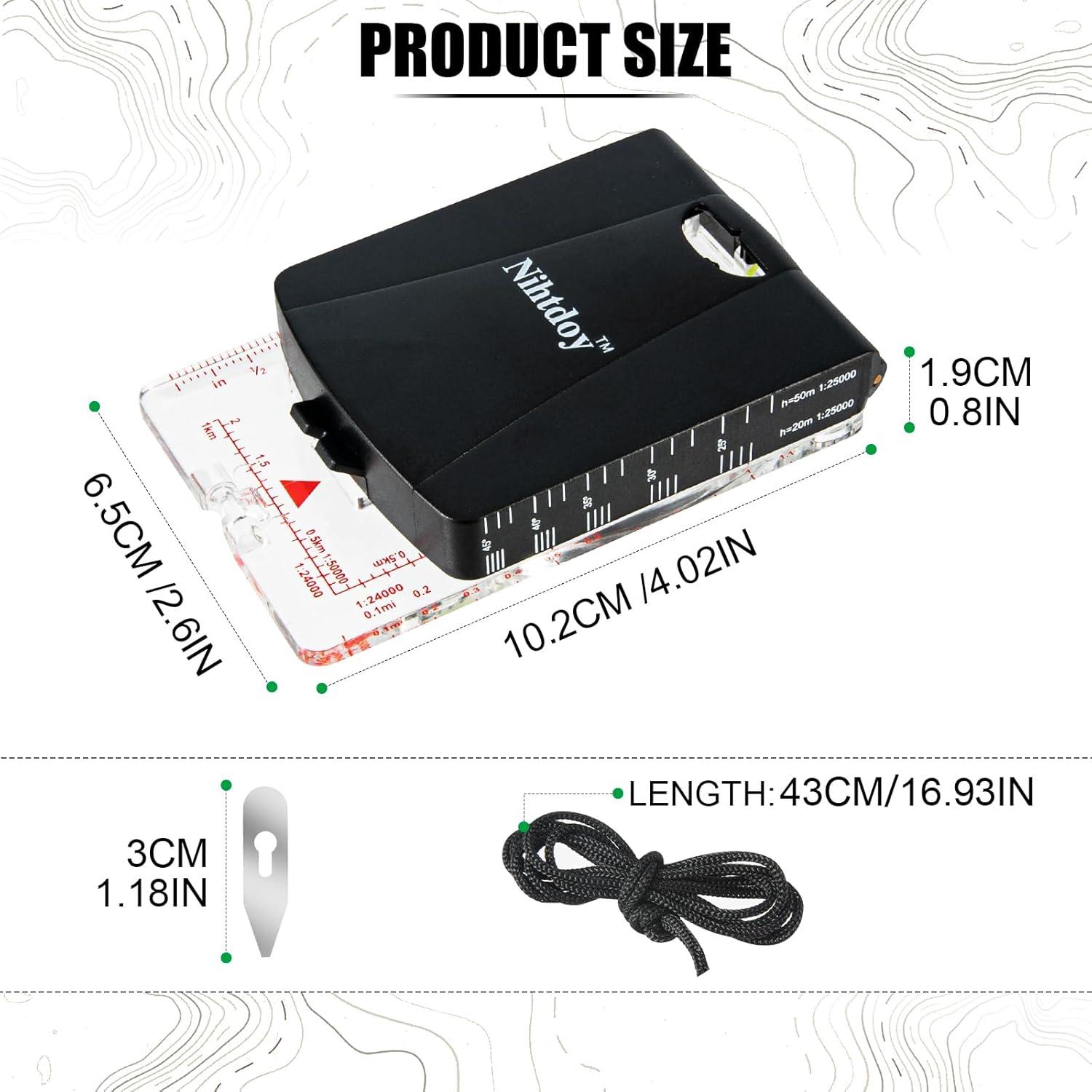 Brújula de Alta Precisión Nihtdoy con Espejo y Cordón