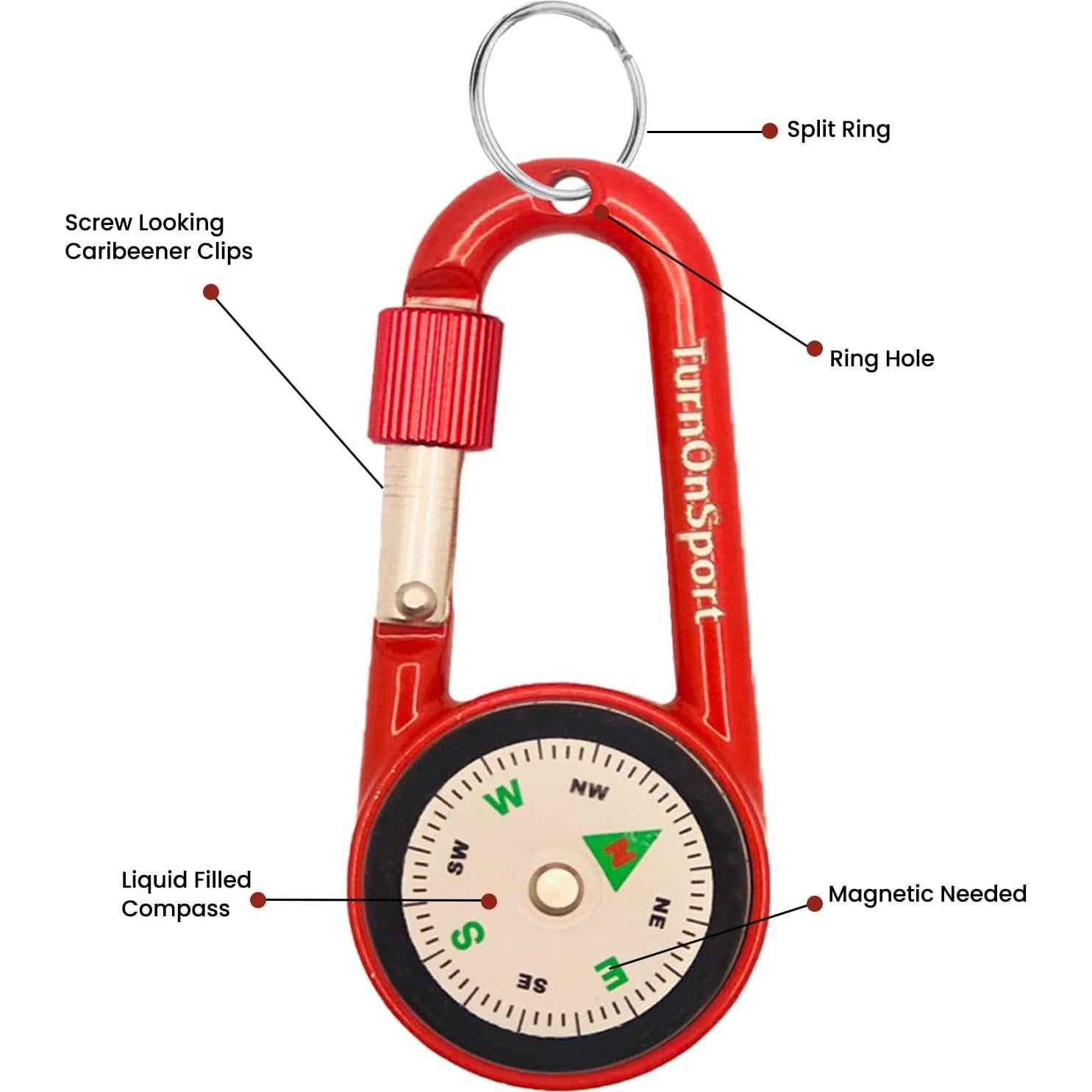 Brújula Clip Carabiner TurnOnSport para Senderismo 2 Pcs