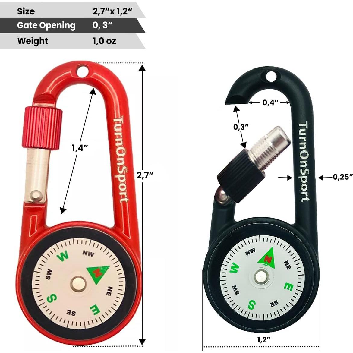 Brújula Clip Carabiner TurnOnSport para Senderismo 2 Pcs