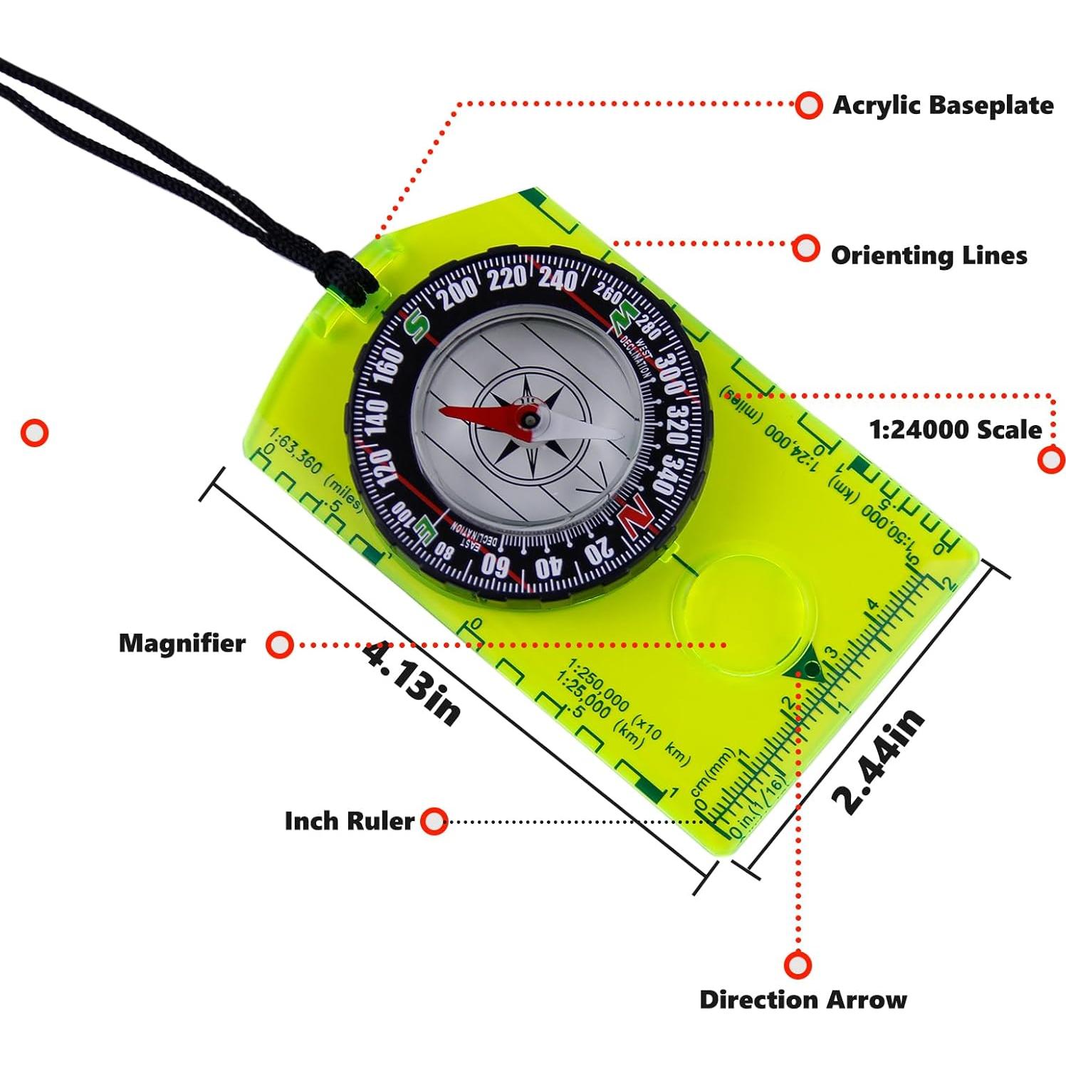 Brújula de Supervivencia Abvsdu - 2 Piezas para Senderismo