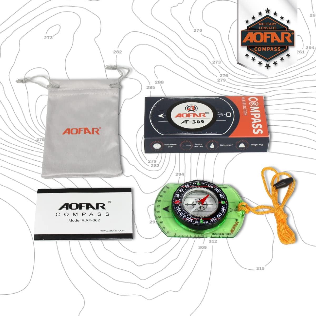 Brújula AOFAR AF-362 Profesional para Senderismo y Camping