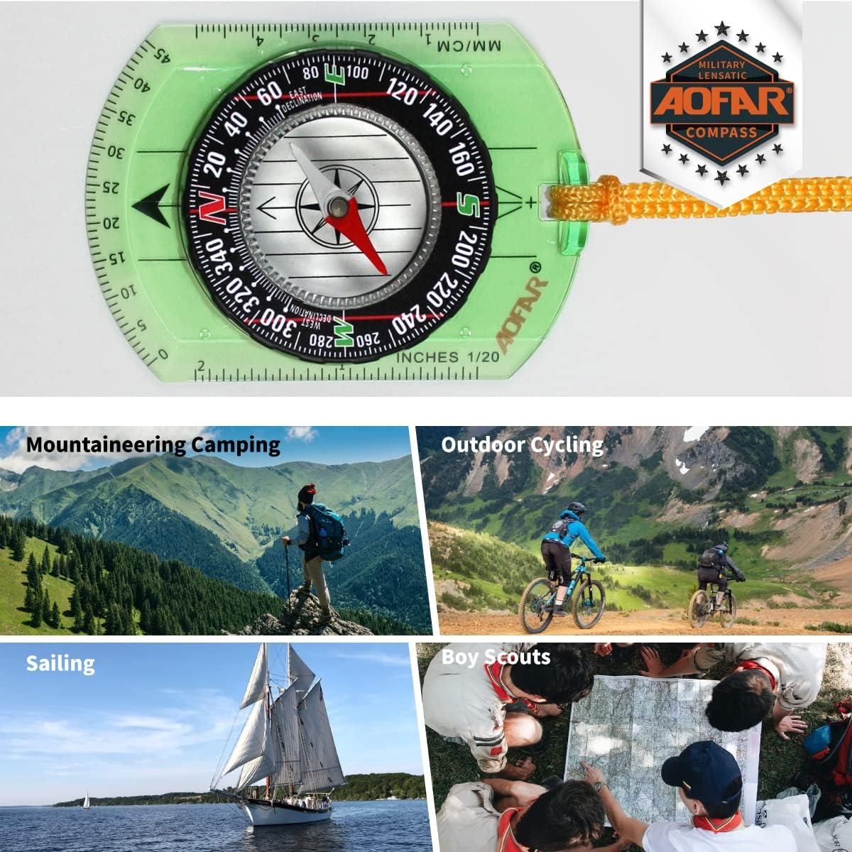 Brújula AOFAR AF-362 Profesional para Senderismo y Camping