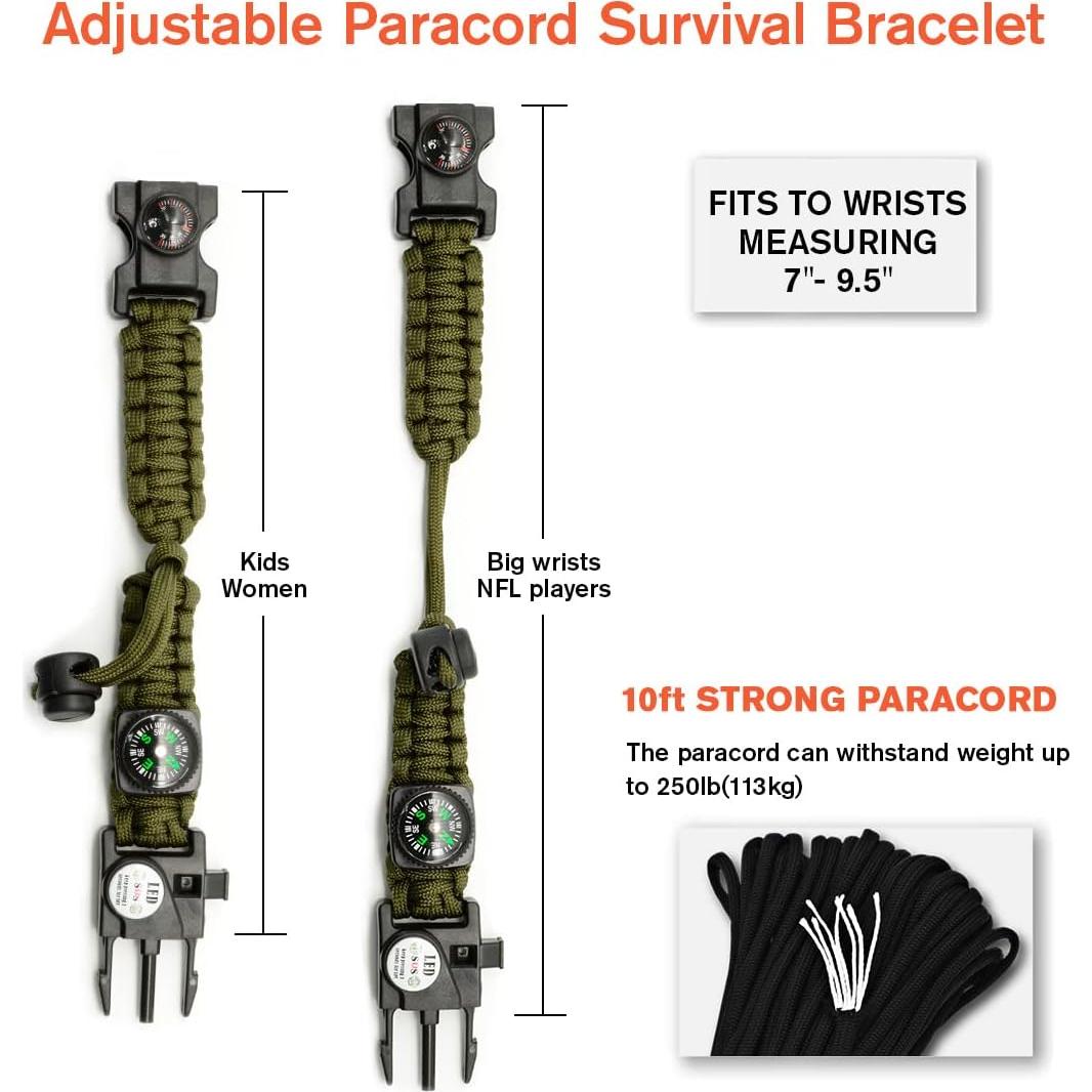 Pulsera de Supervivencia 20 en 1 NVioAsport con Luz LED y Brújula