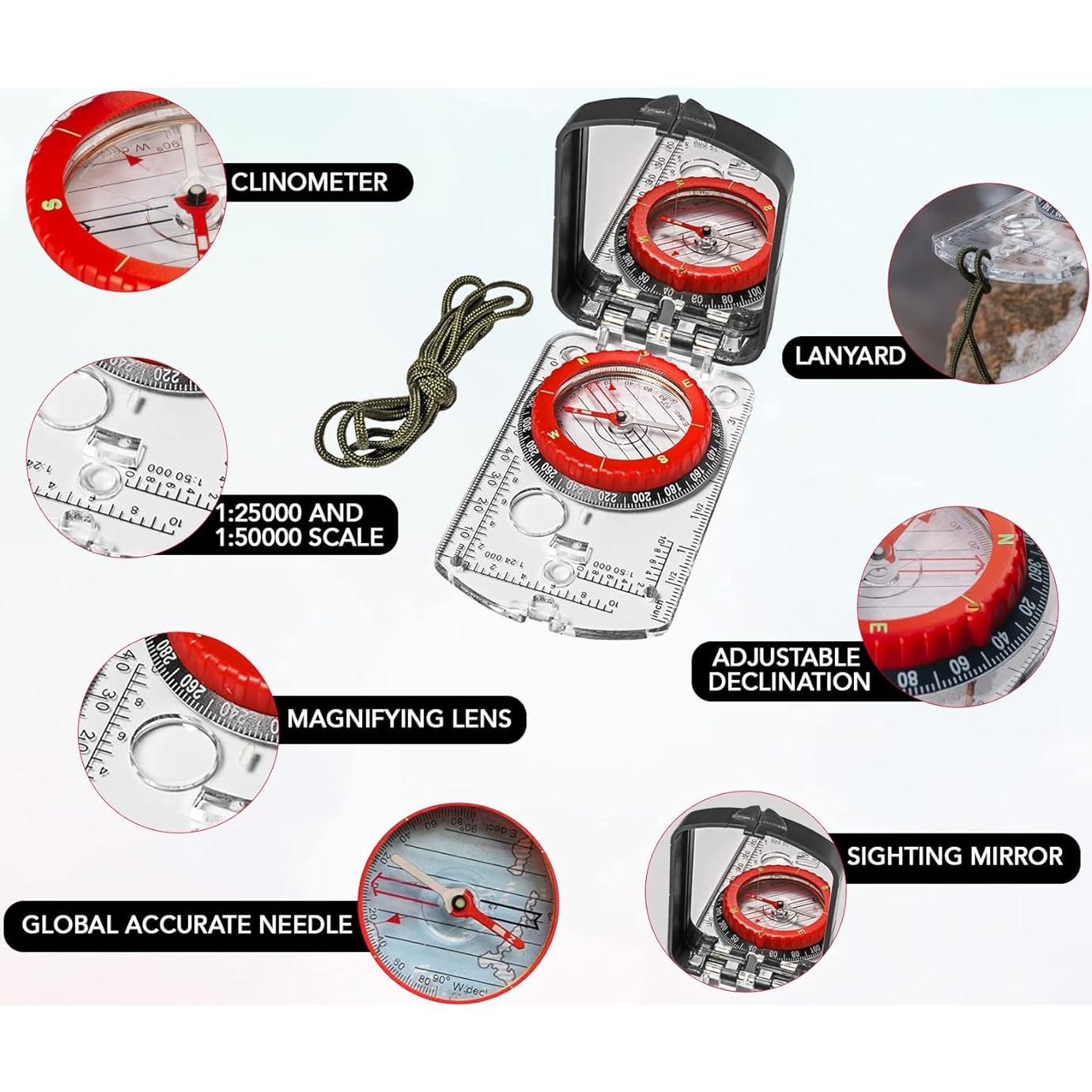 Brújula de Boy Scout TurnOnSport con Espejo Ajustable