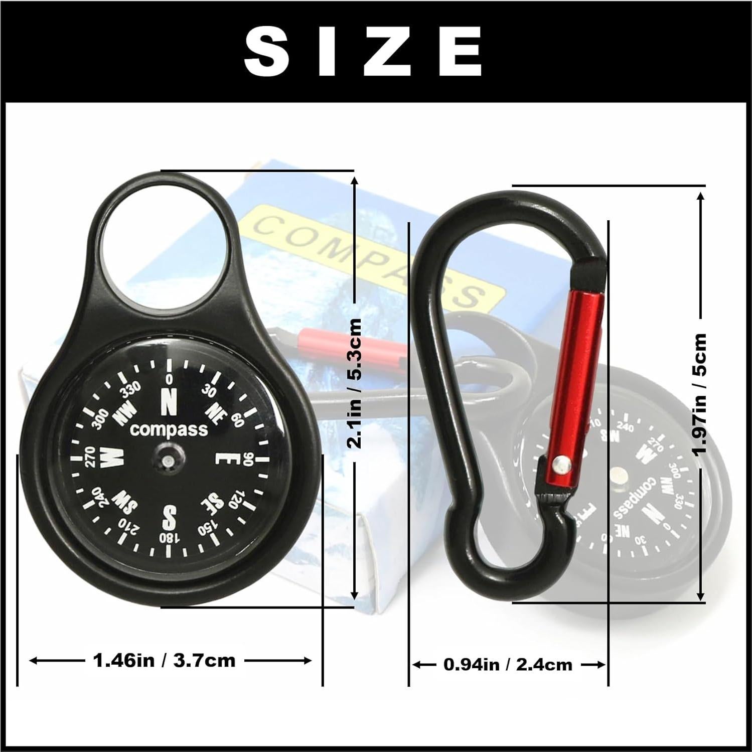 Mini Brújula de Supervivencia RAPOBRIX con Carabiner 5.3cm