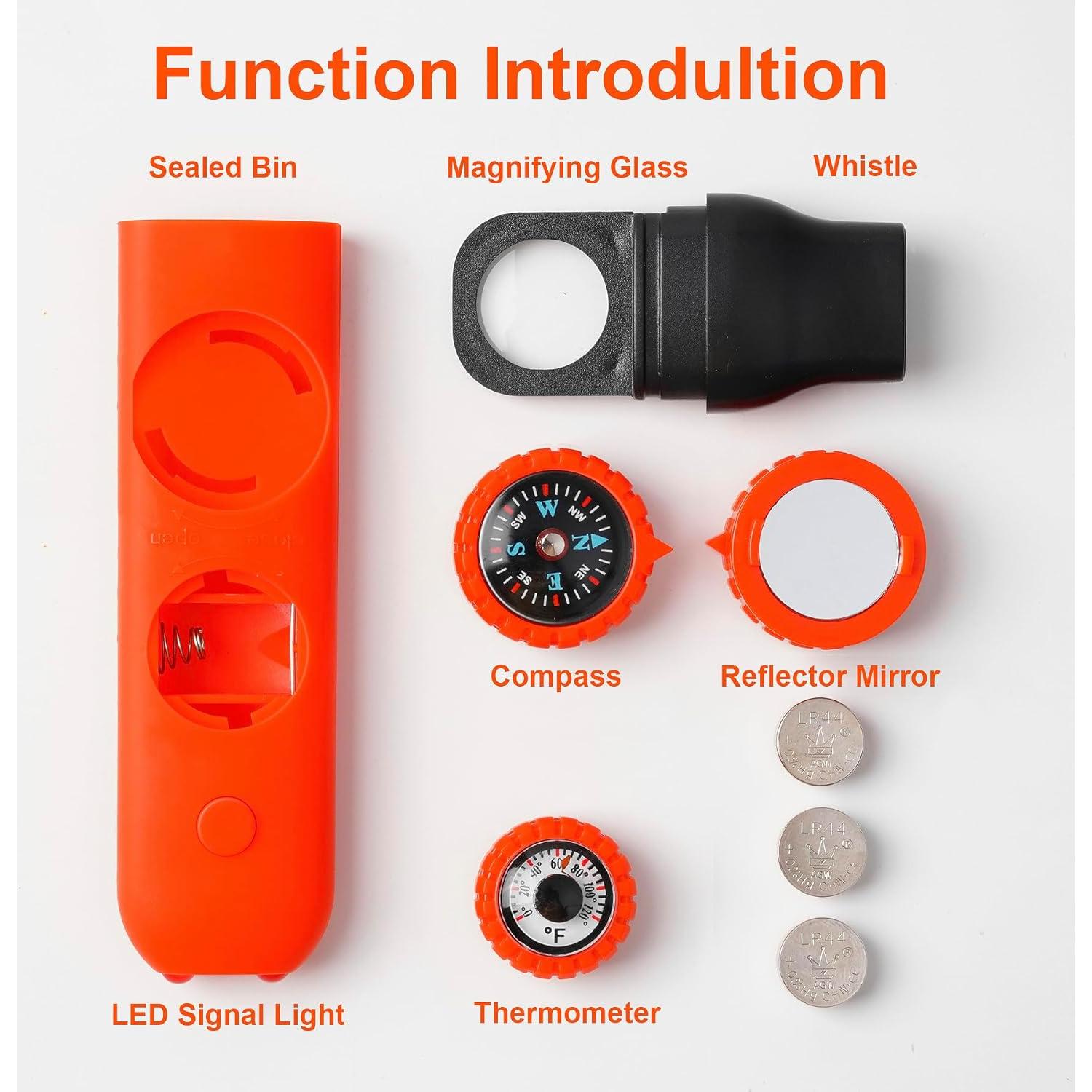 Silbato de Seguridad Multifuncional Viriber 7 en 1 Naranja
