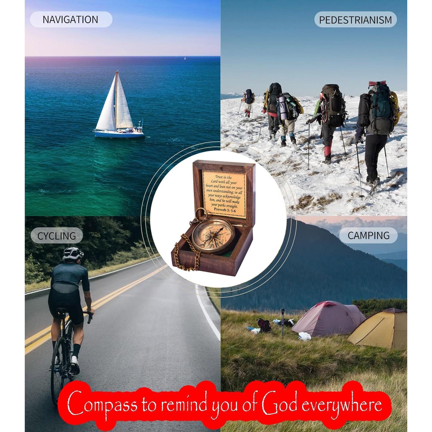 Brújula de Latón Antiguo TA dizayn con Proverbios 3:5-6