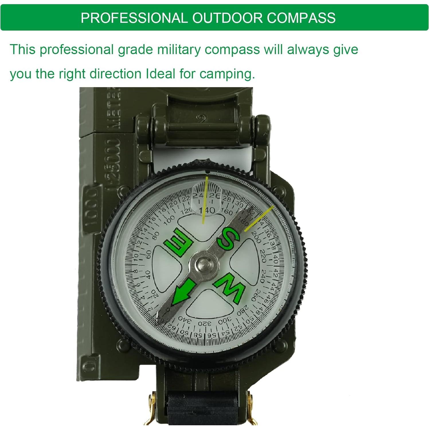 Brújula Militar JYEASTZ para Senderismo y Camping - Verde
