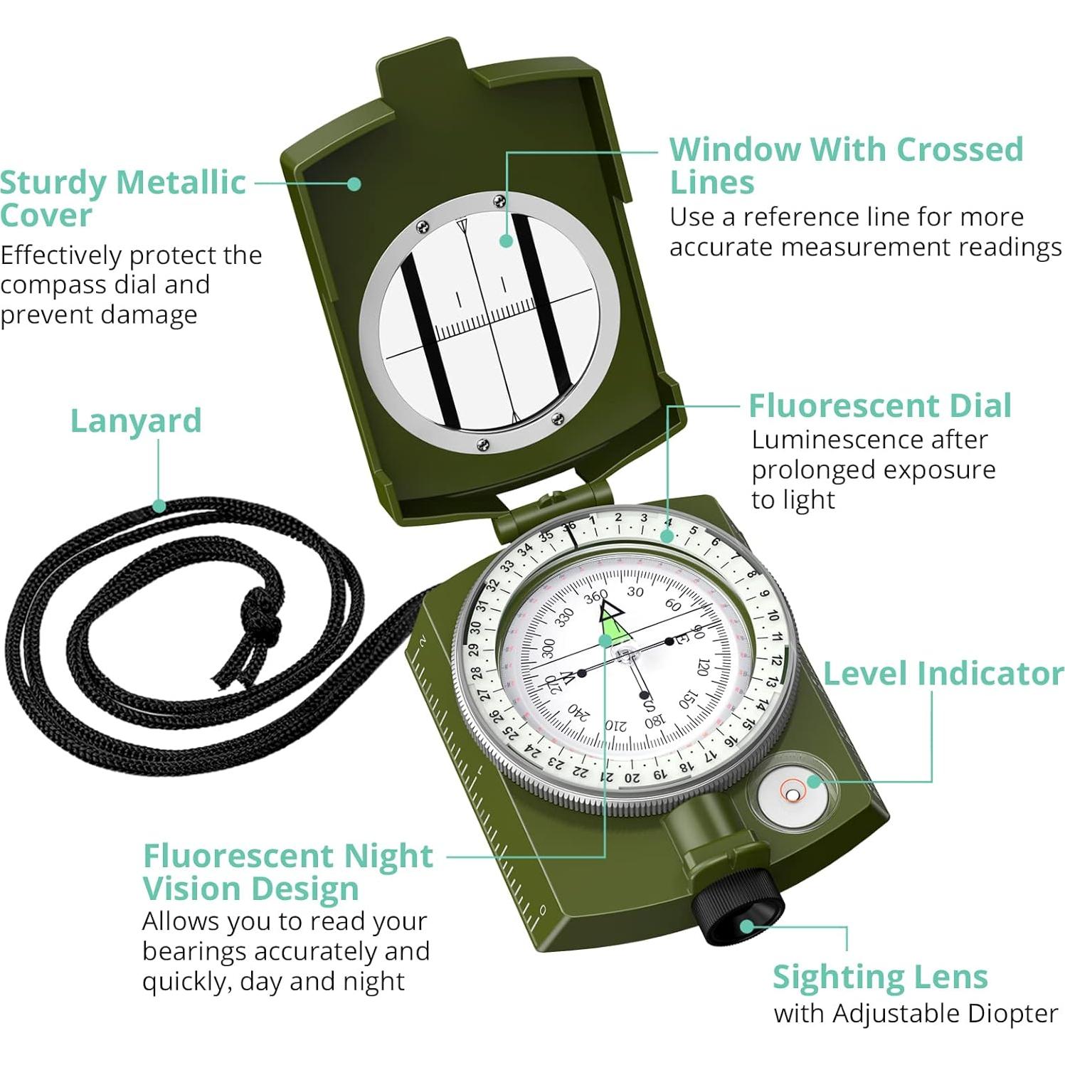 Brújula Multifuncional Vinteam TL909-EMA para Senderismo