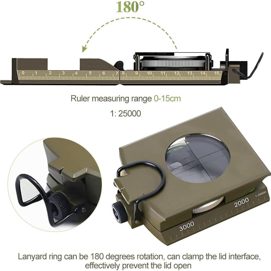 Brújula Militar YEHOBU Lensática Verde Camuflaje 11.2x8.2cm