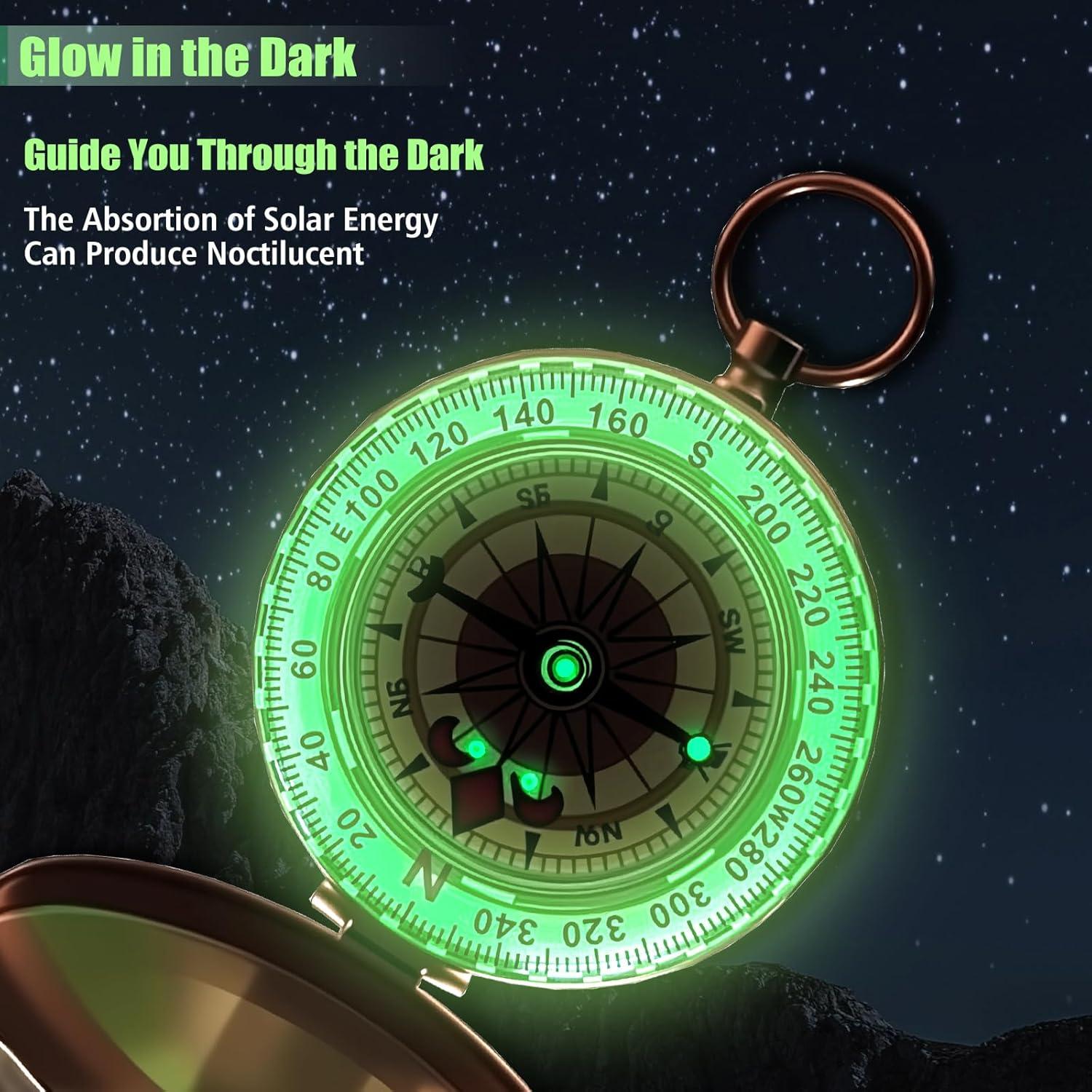 Brújula de Supervivencia Rovella de Latón que Brilla en la Oscuridad