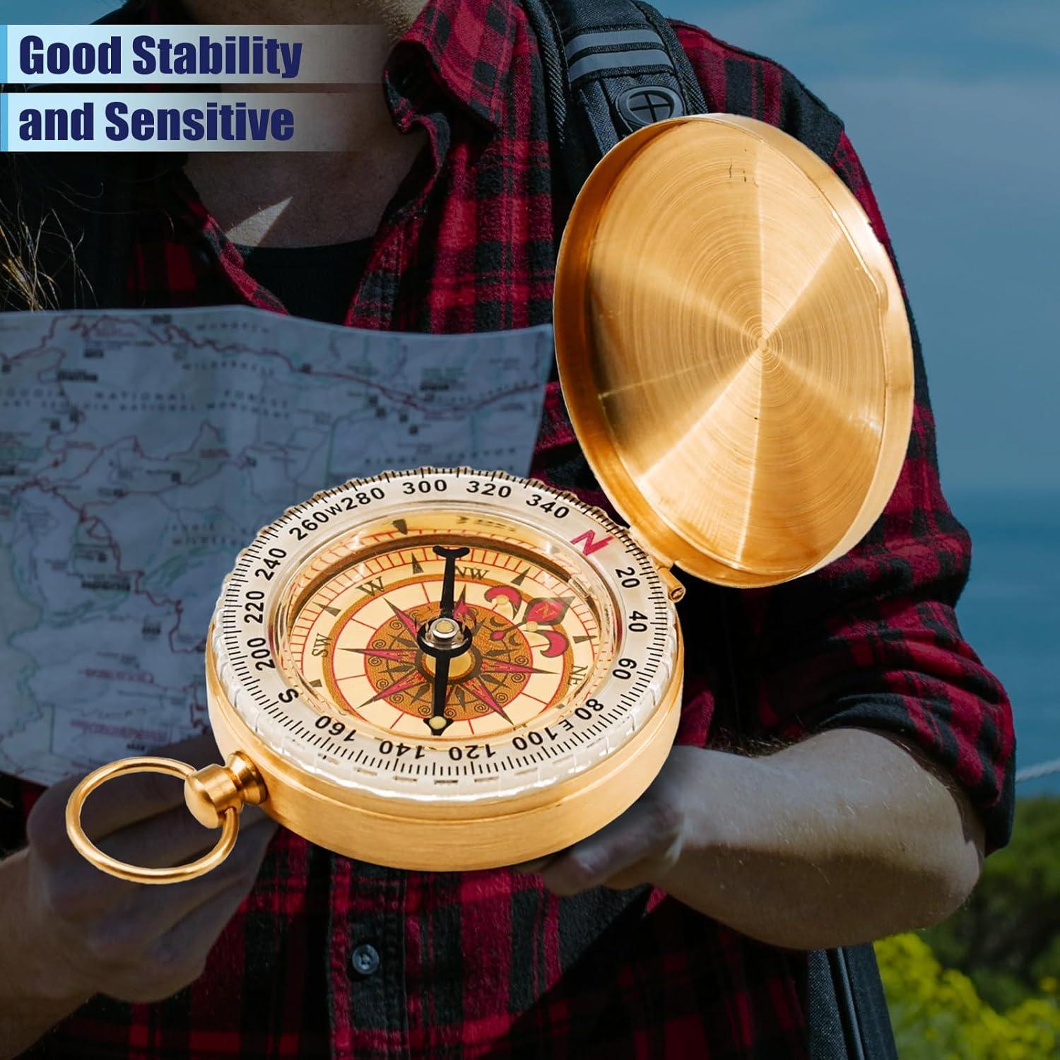 Brújula de Supervivencia Rovella de Latón que Brilla en la Oscuridad