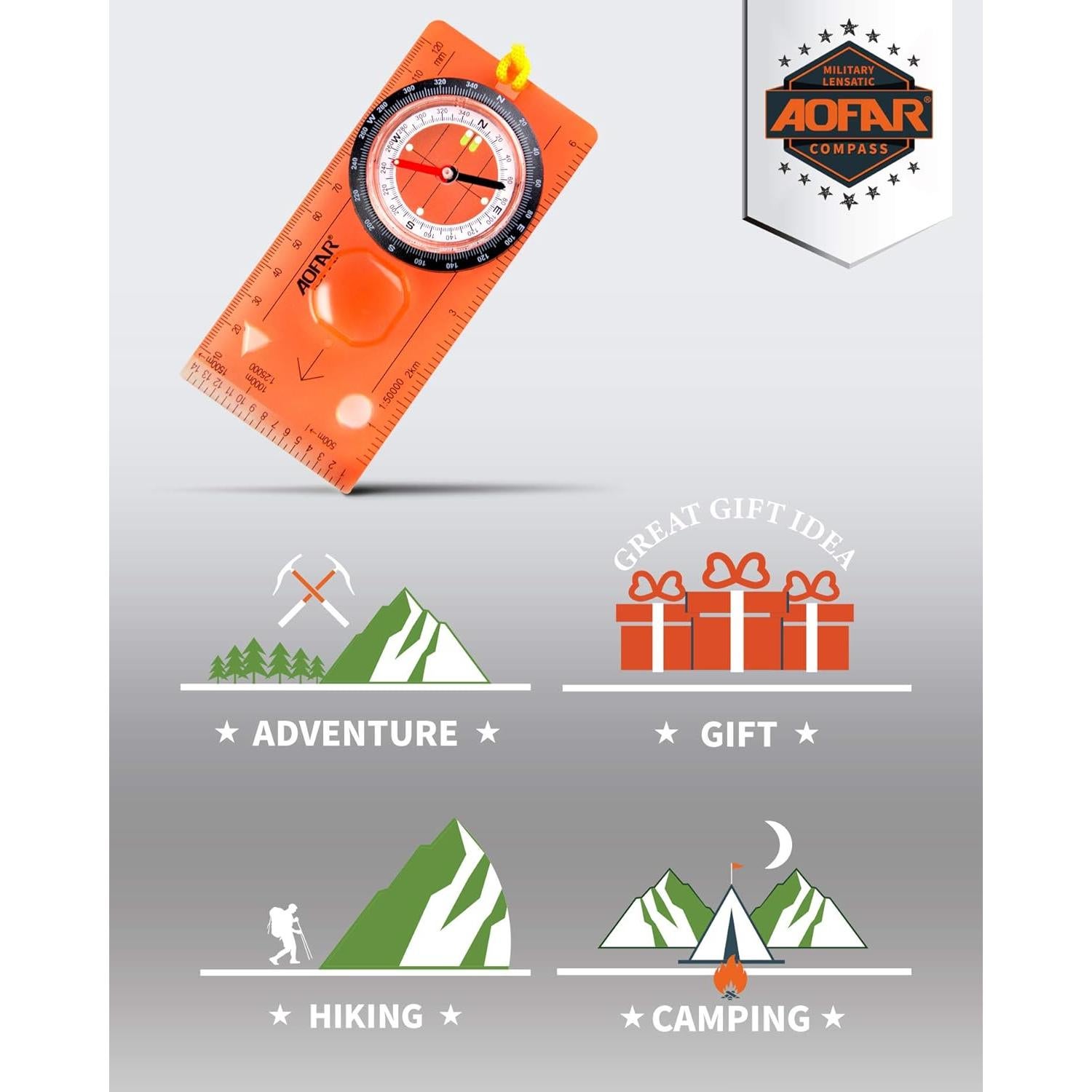 Brújula de Orientación AOFAR AF-5C para Senderismo y Camping