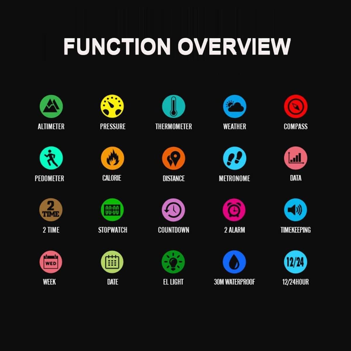 Reloj Digital Deportivo Militar AOSLSI con Brújula y Altímetro