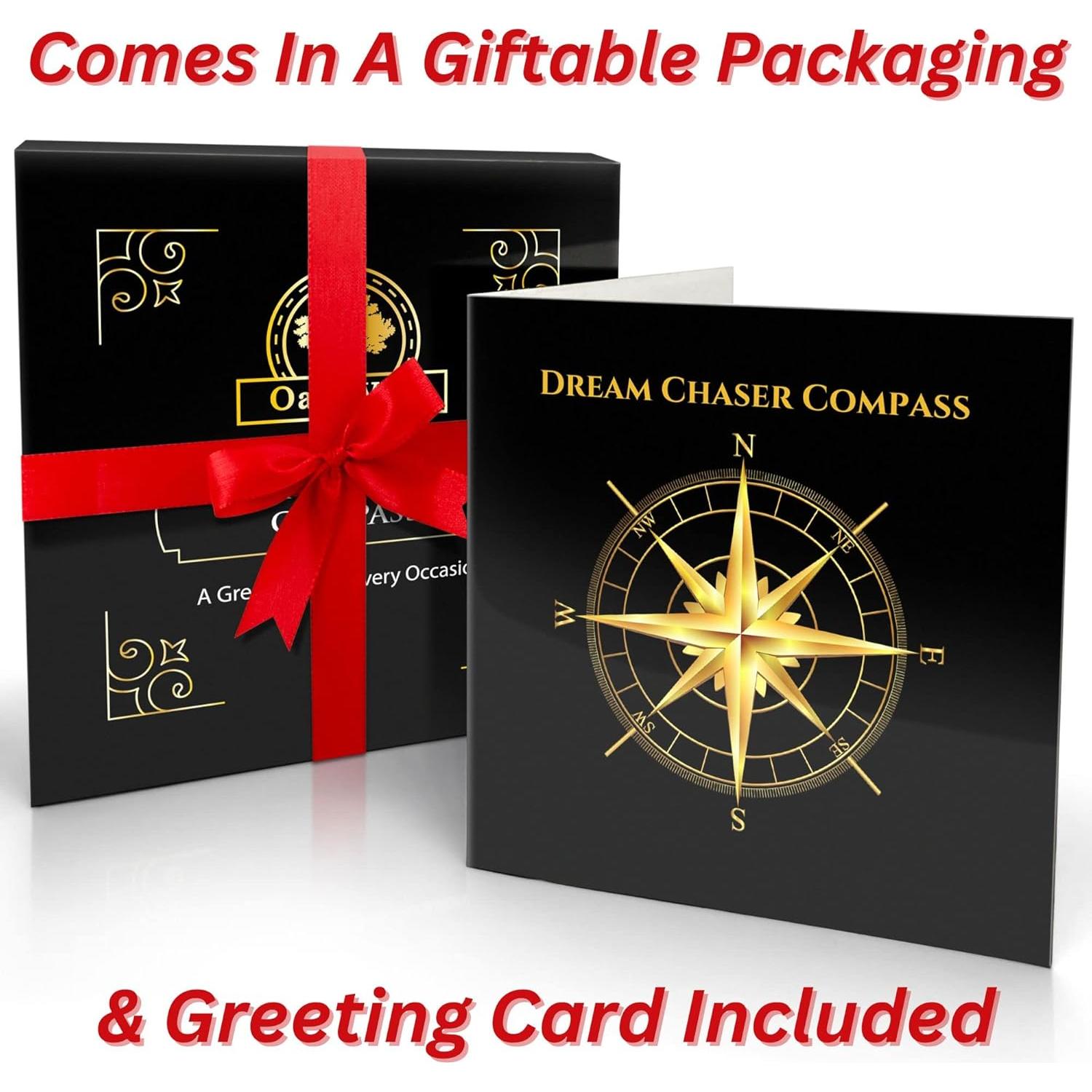 Brújula Dream Chaser OakiWay en Caja de Madera - Regalo Inspirador
