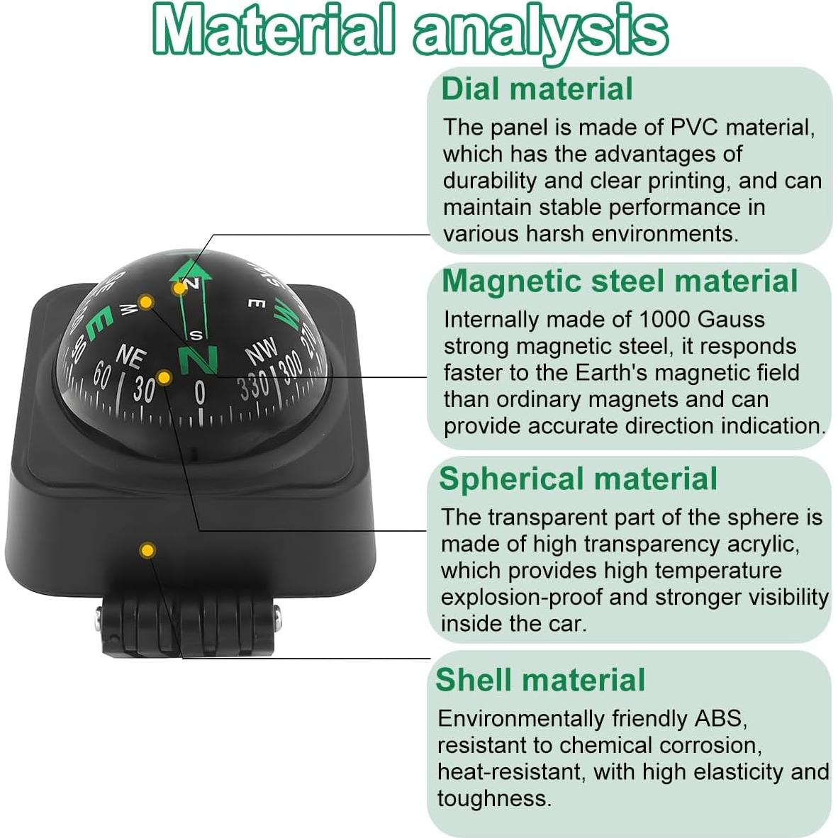Brújula de Coche Mandark Ajustable para Tablero 6.7cm