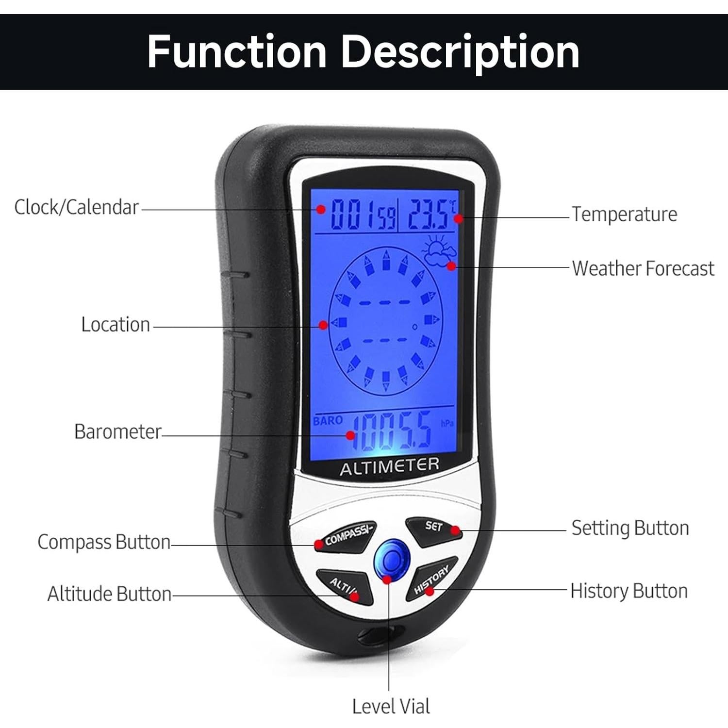 Altímetro Digital 8 en 1 Kodrily con Brújula y Termómetro