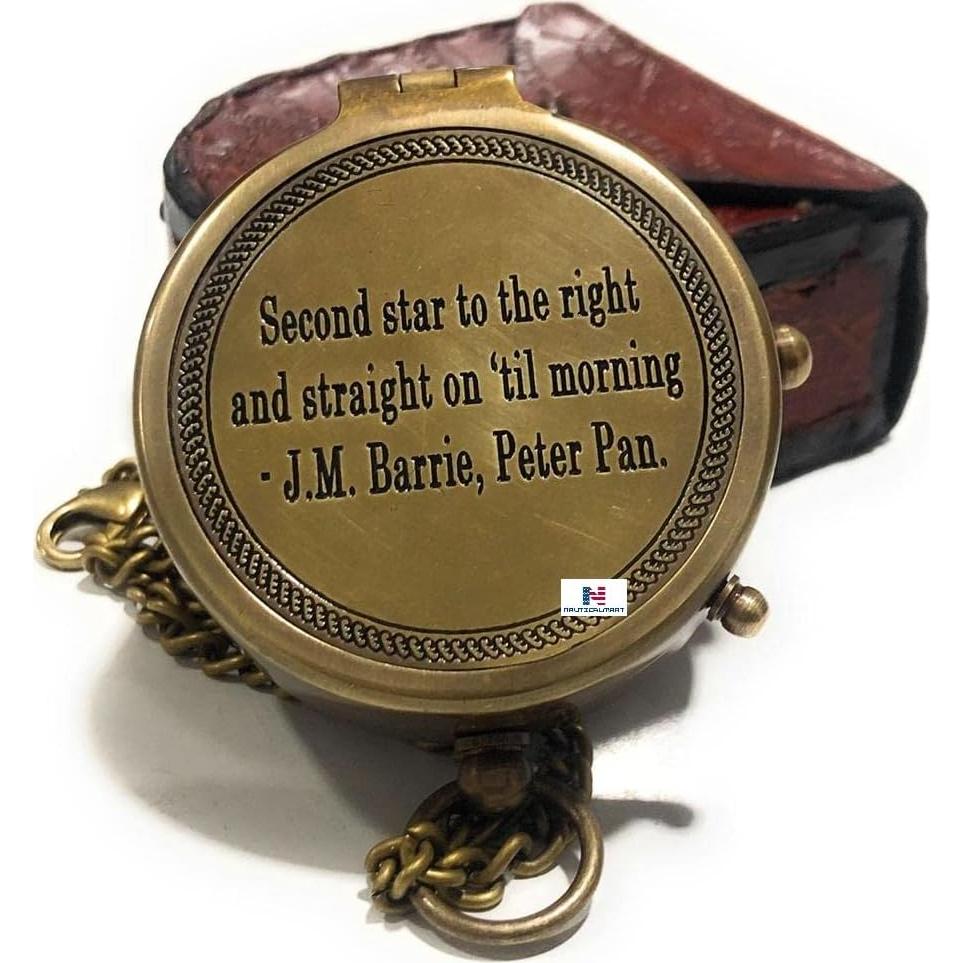 Brújula de latón NauticalMart con estuche de cuero 6.35cm