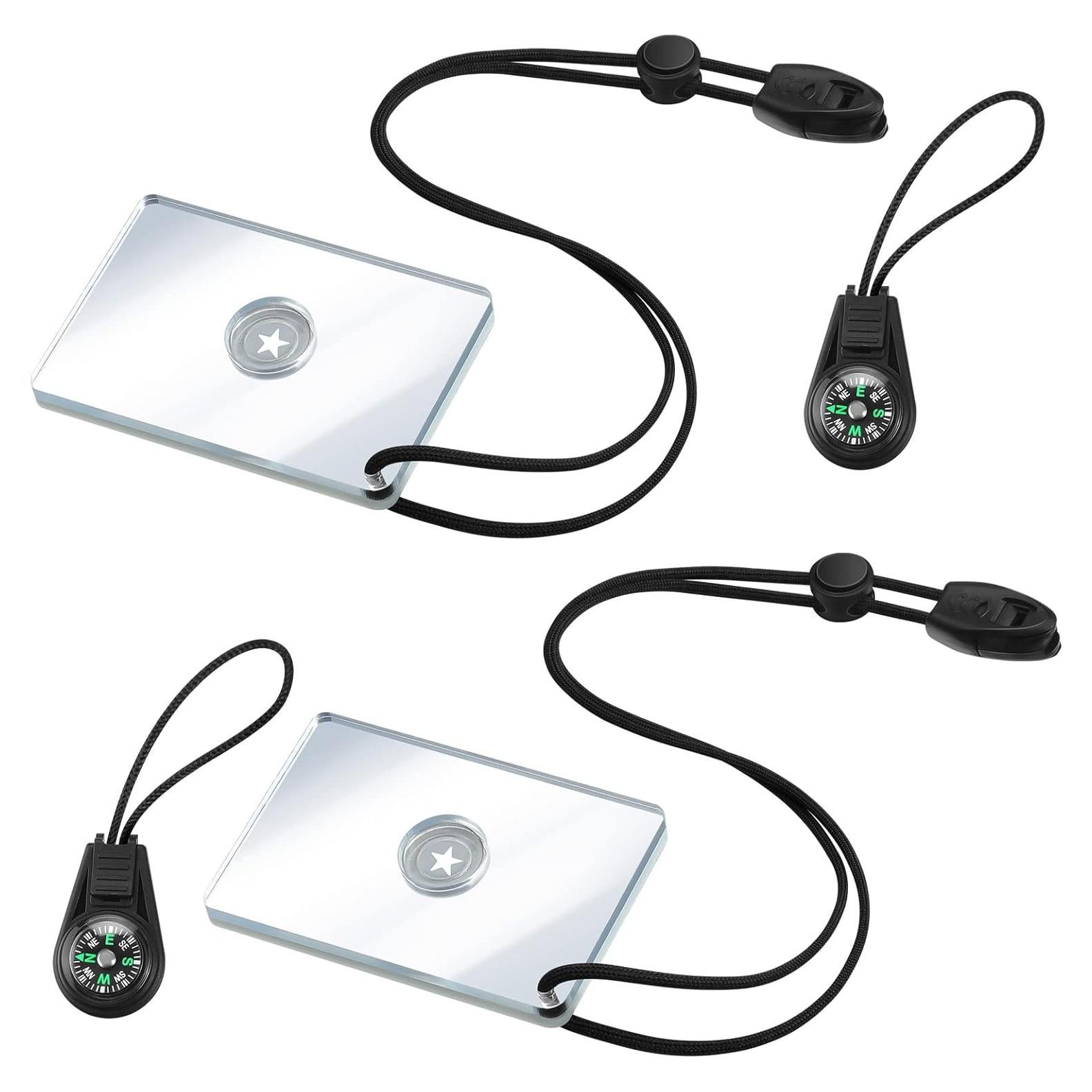 Espejo de Supervivencia Civaner 2 Piezas con Silbato y Brújulas