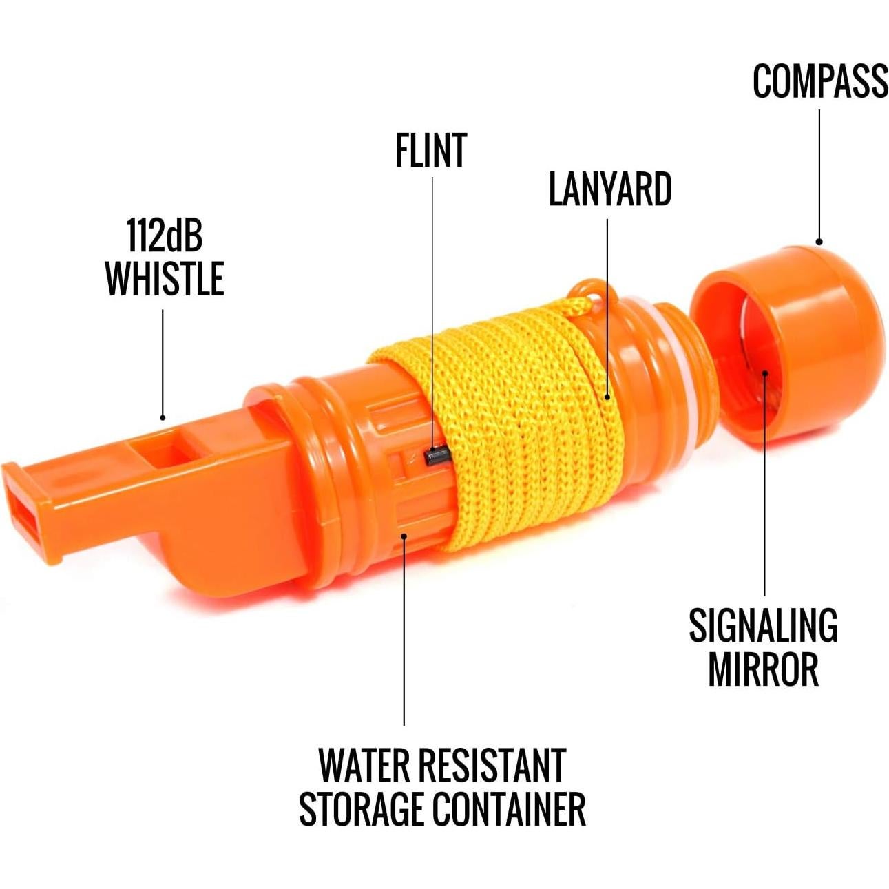 Silbato de Supervivencia 5-en-1 SE Naranja 11.4 cm - 2-Pack