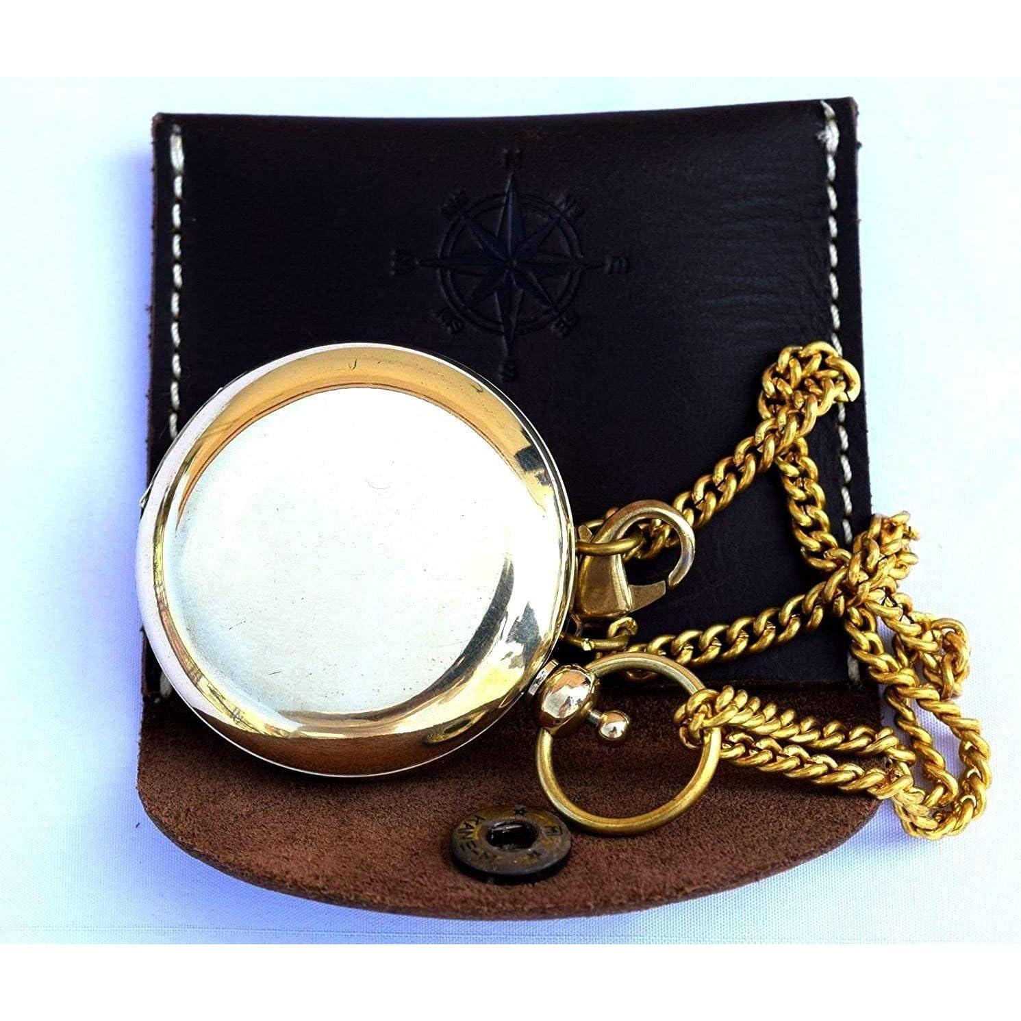 Brújula Náutica Vintage VETERIS de Latón con Estuche de Cuero