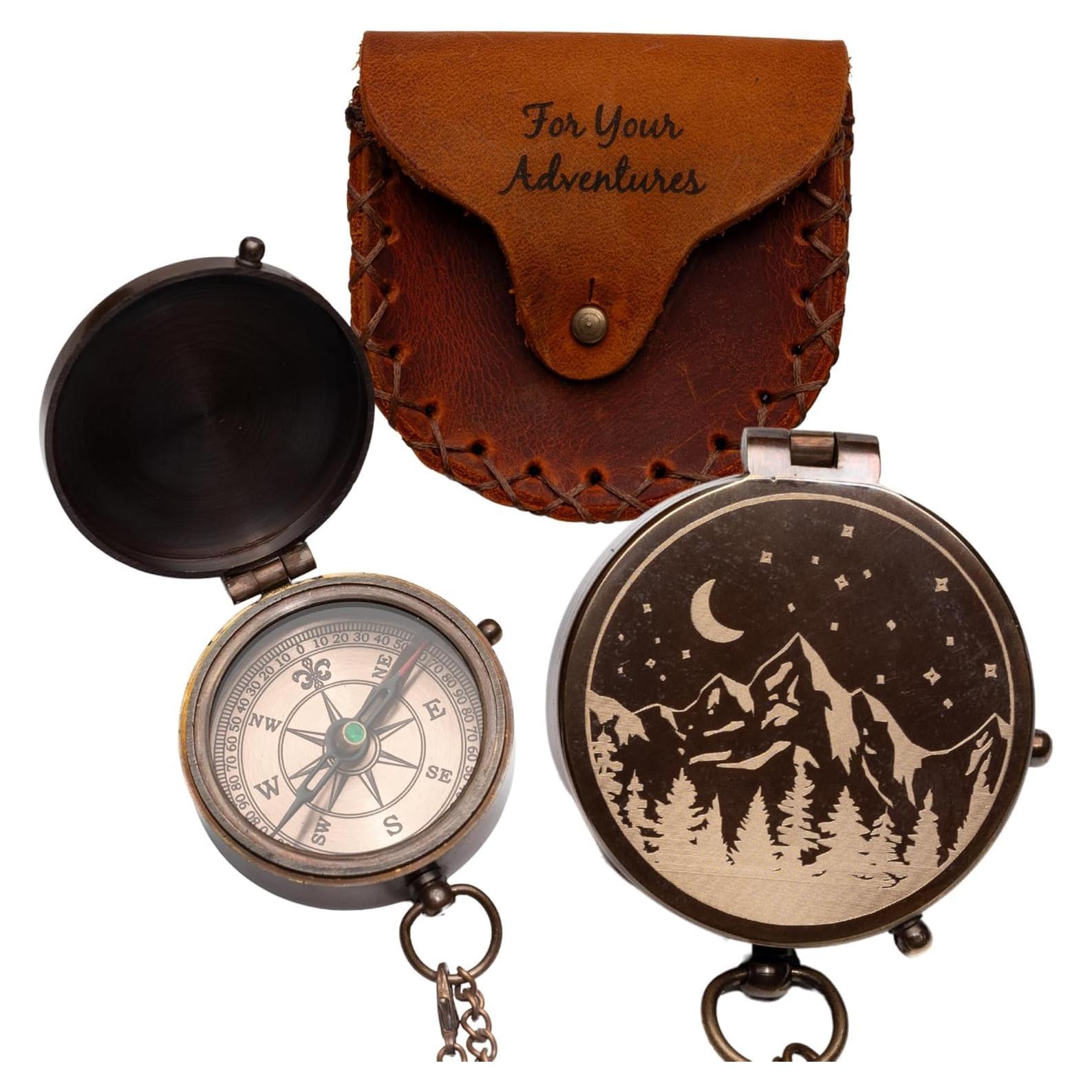 Brújula de Bolsillo Grabada SFdizayn - Latón Antiguo 5 cm