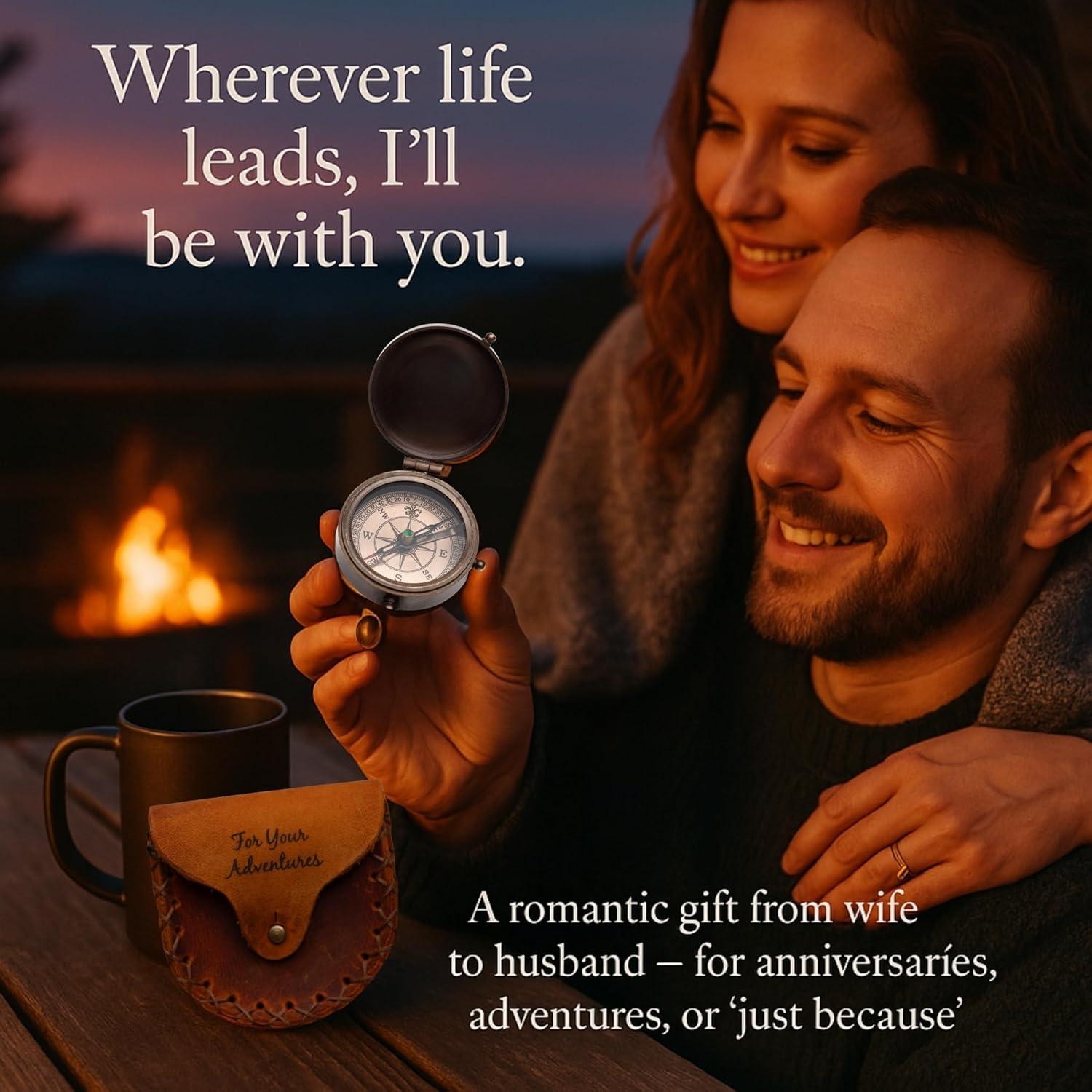 Brújula de Bolsillo Grabada SFdizayn - Latón Antiguo 5 cm