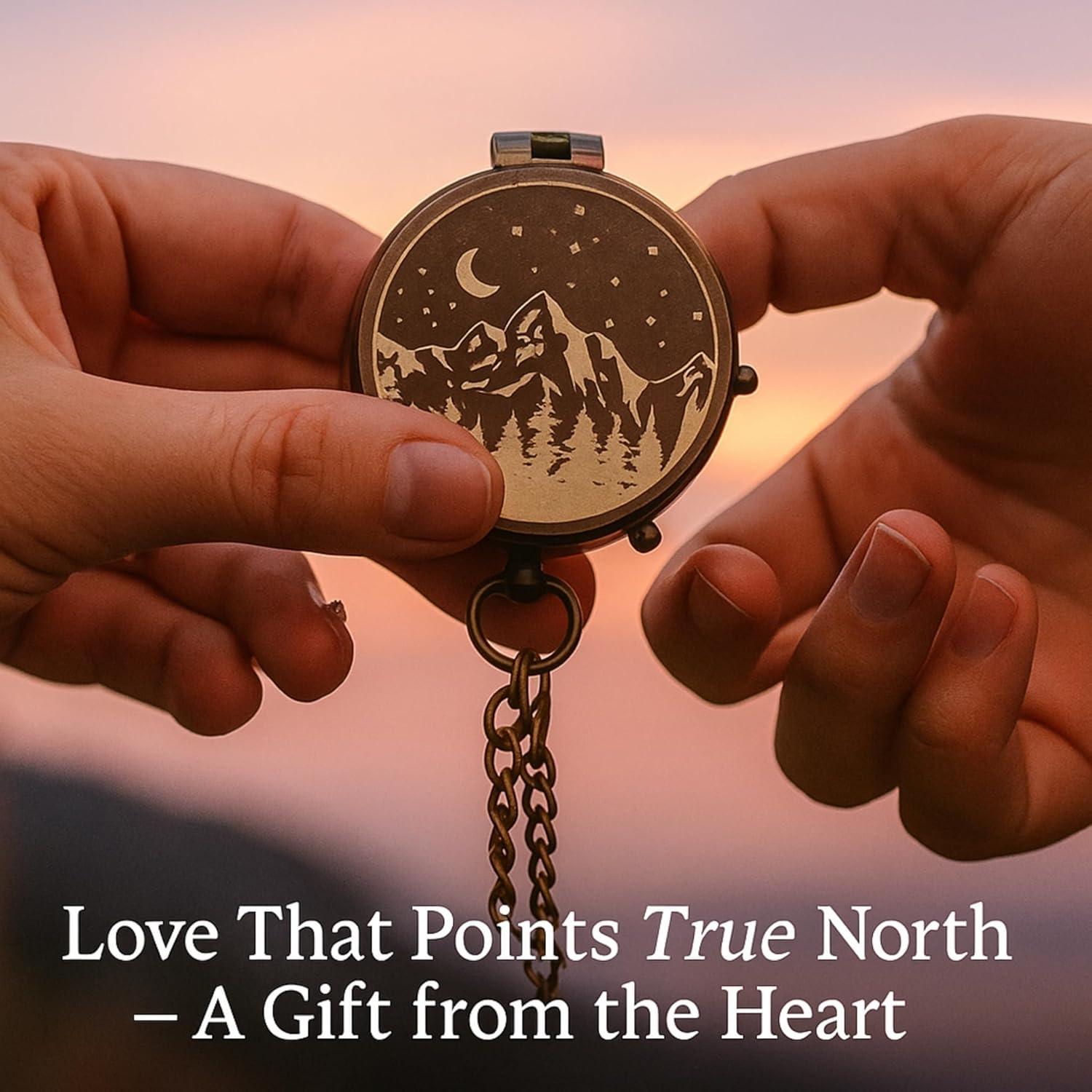 Brújula de Bolsillo Grabada SFdizayn - Latón Antiguo 5 cm