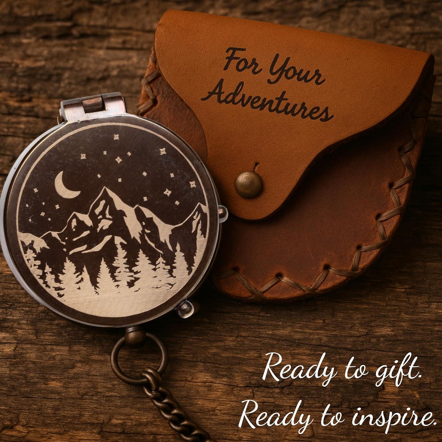 Brújula de Bolsillo Grabada SFdizayn - Latón Antiguo 5 cm