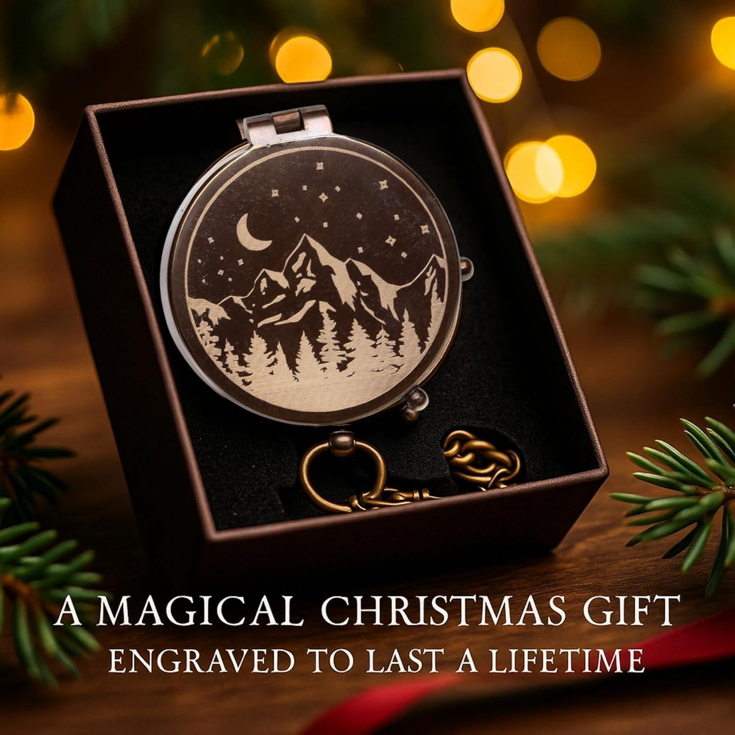 Brújula de Bolsillo Grabada SFdizayn - Latón Antiguo 5 cm