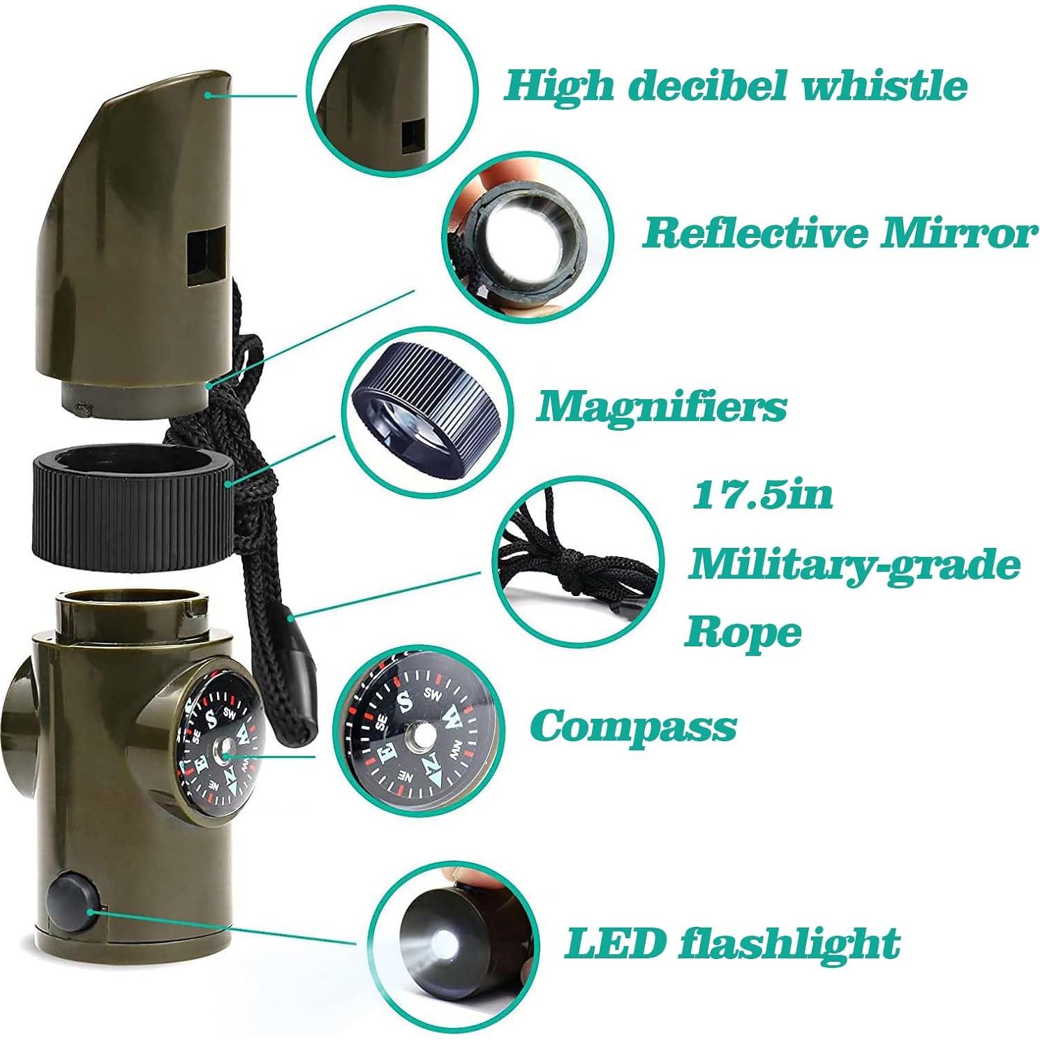 Silbato de Supervivencia YHDZSWGZS con Brújula y Linterna LED