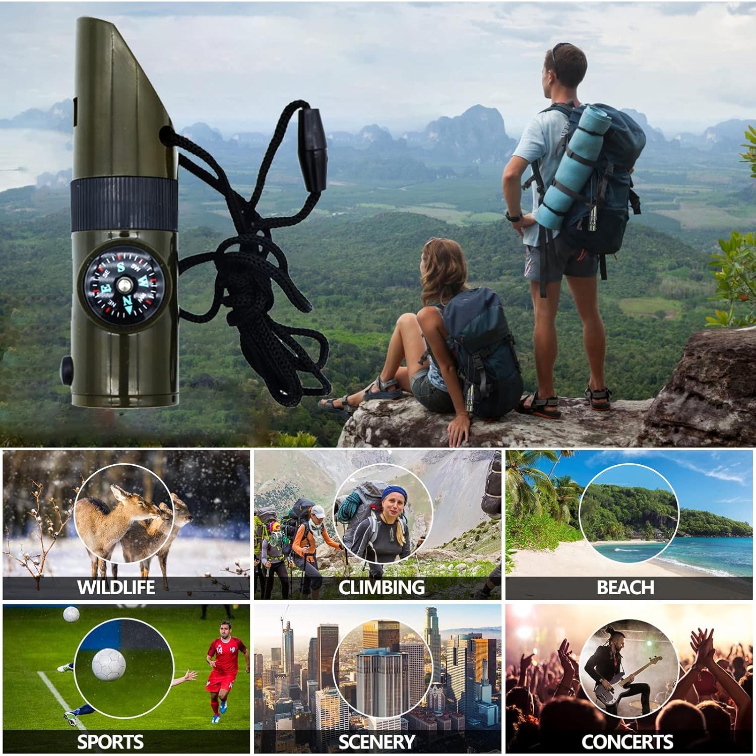 Silbato de Supervivencia YHDZSWGZS con Brújula y Linterna LED