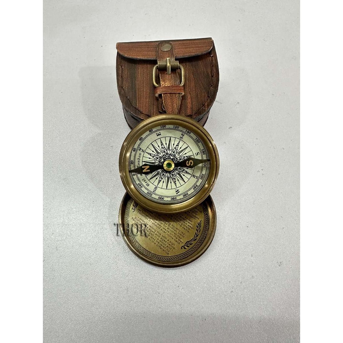 Brújula de bolsillo THOR INSTRUMENTS de latón antiguo con estuche