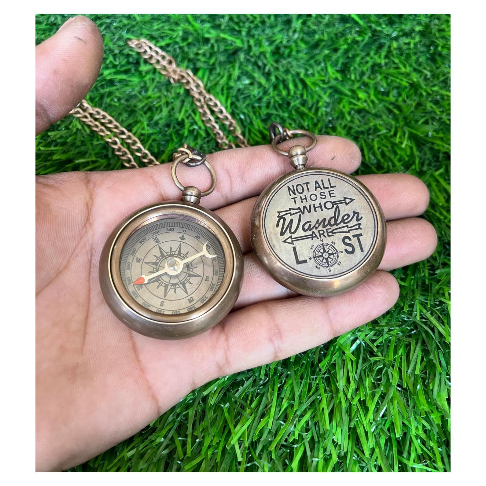 Collar de Brújula de Bronce ZUBIA - 61 cm Vintage