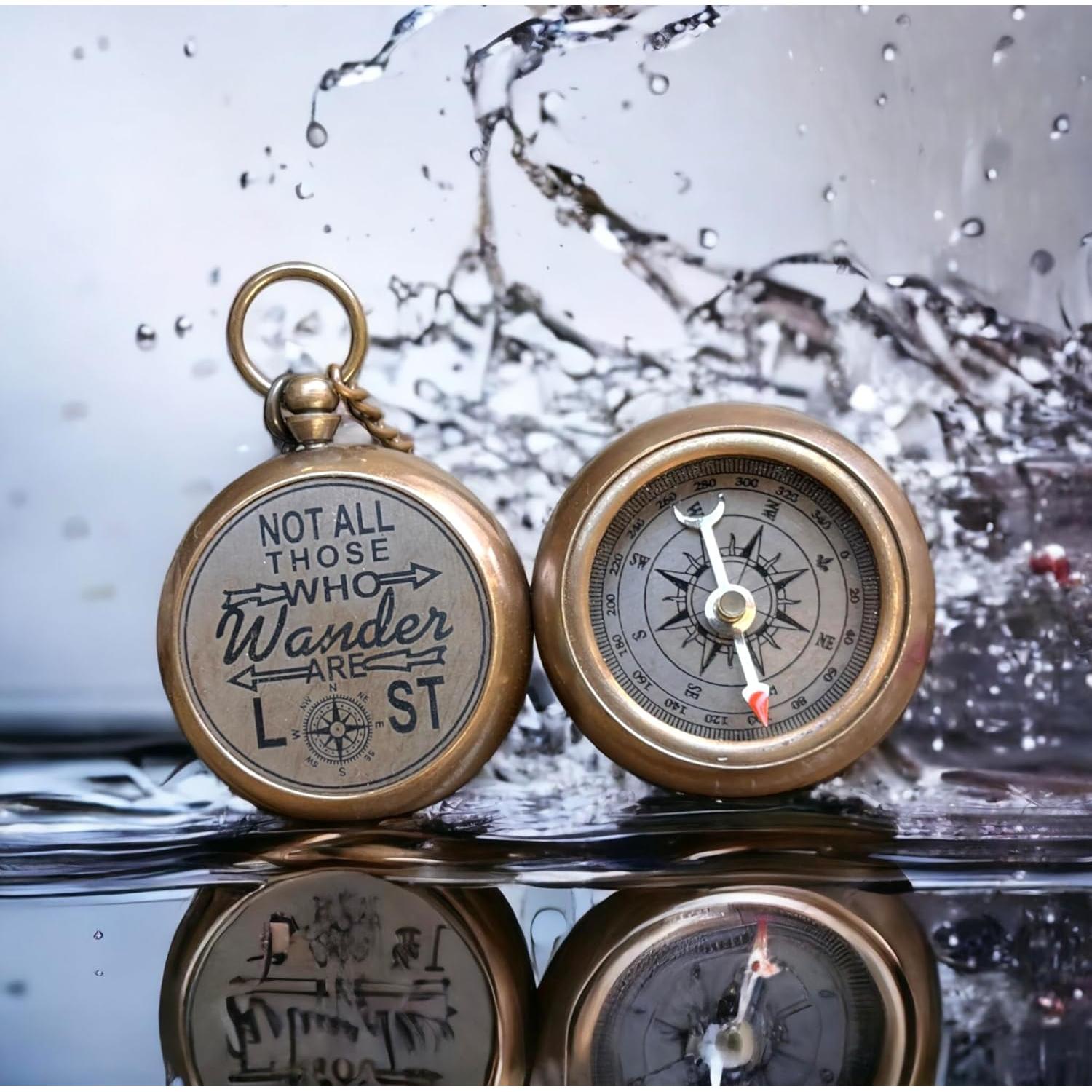 Collar de Brújula de Bronce ZUBIA - 61 cm Vintage